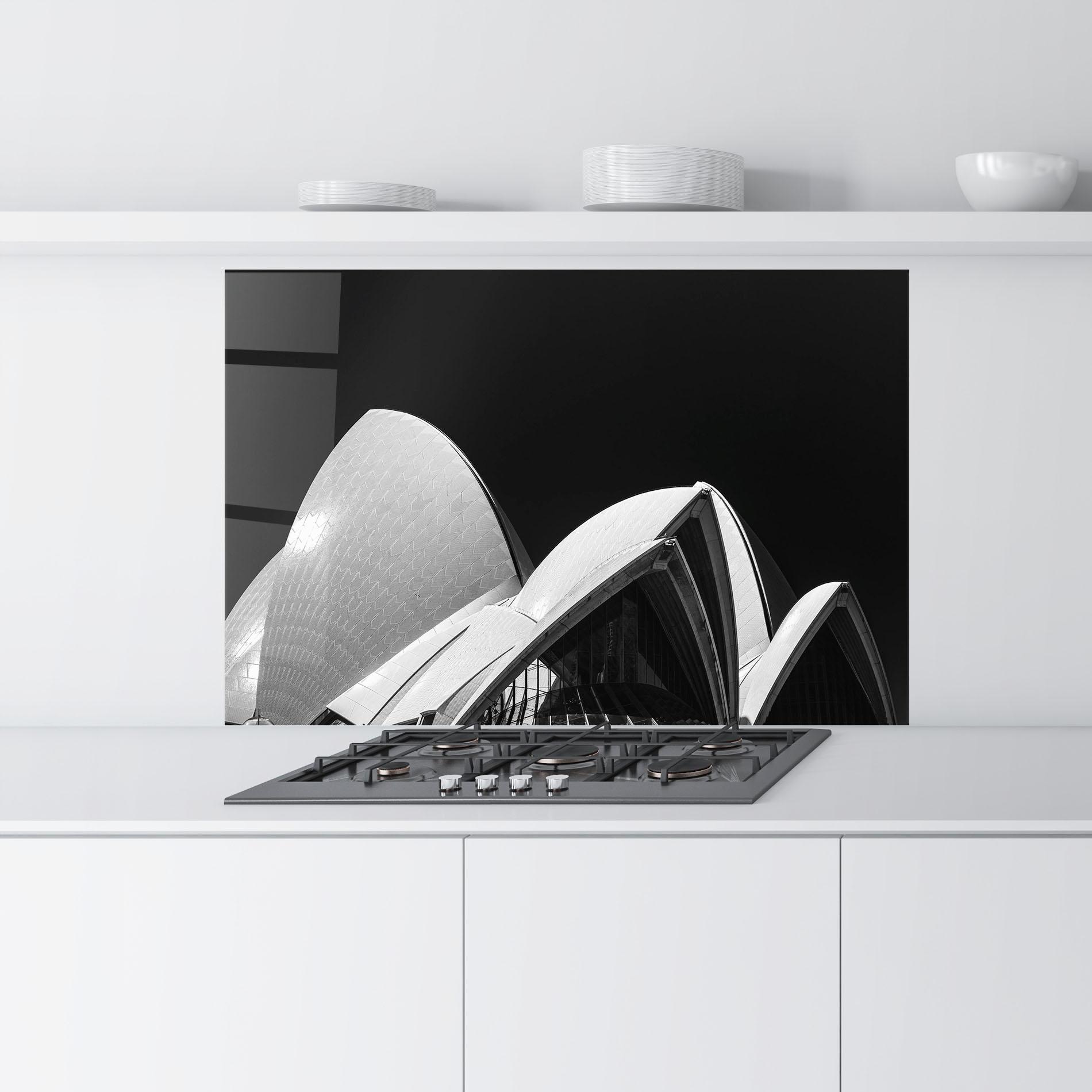 Küchenrückwand Glas Opera House Close Up mockup 9