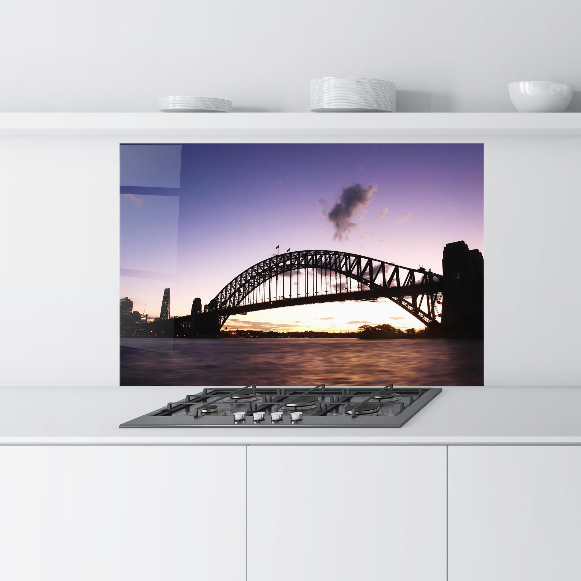 Küchenrückwand Glas Purple Sky Sydney mockup 9