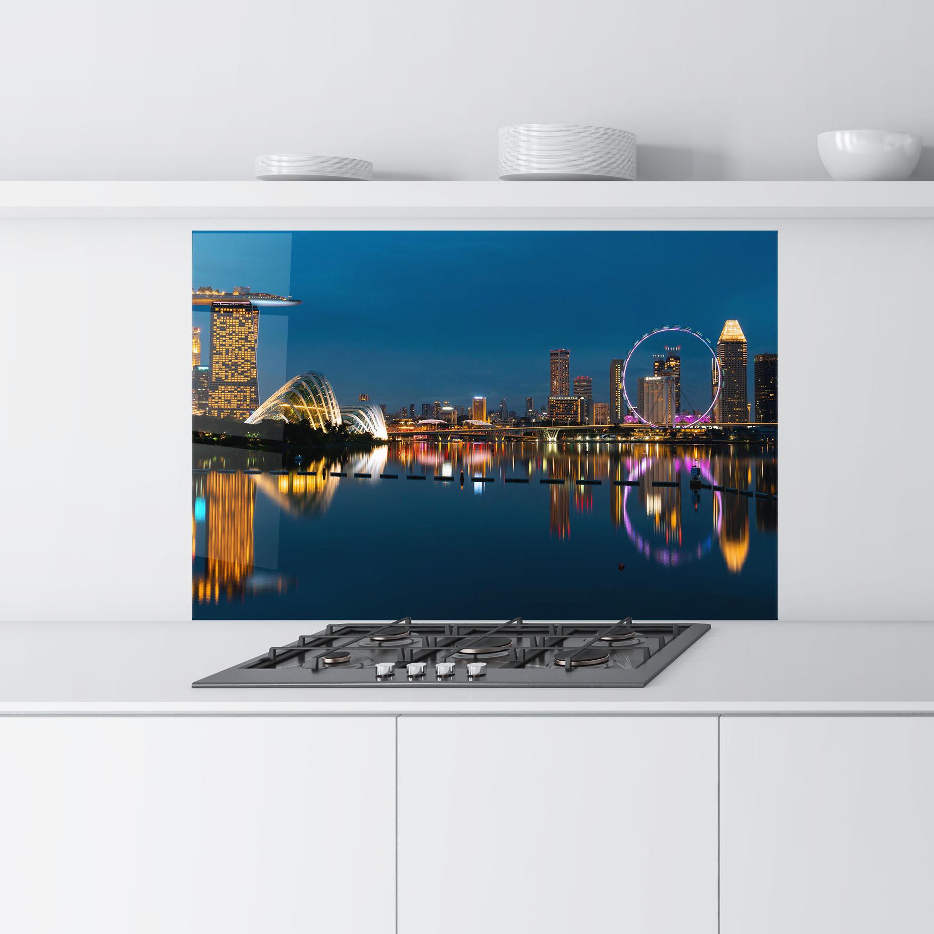 Küchenrückwand Glas Singapore City Skyline mockup 9