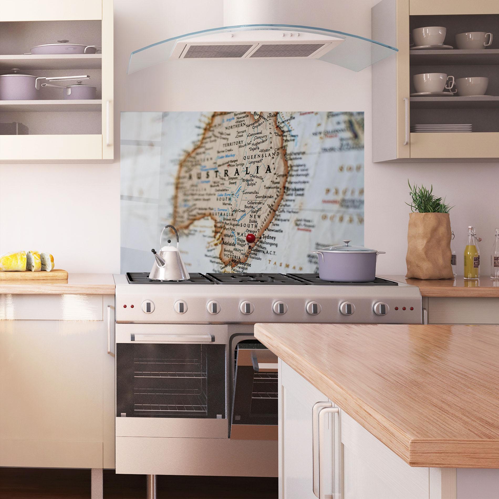 Küchenrückwand Glas Australia Map mockup 1