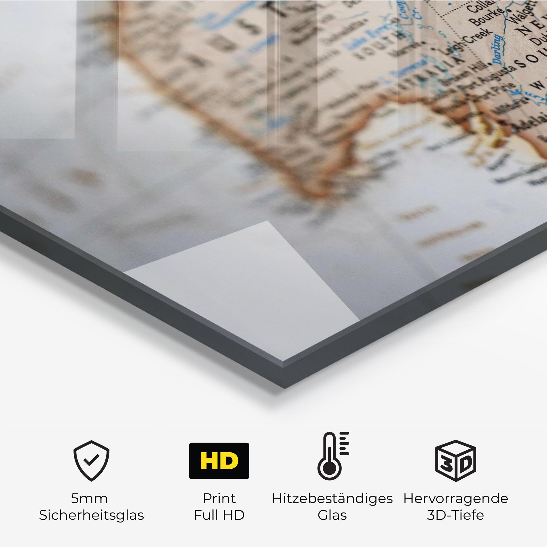 Küchenrückwand Glas Australia Map mockup 2