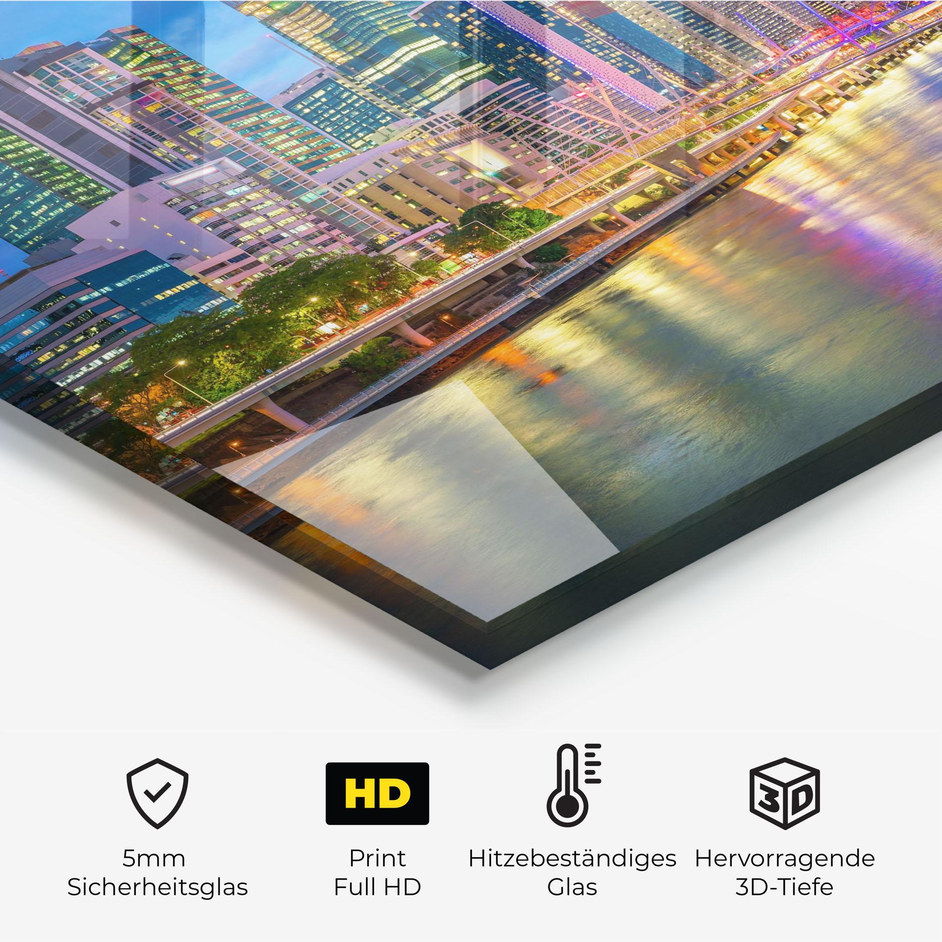 Küchenrückwand Glas Brisbane Skyline View mockup 2