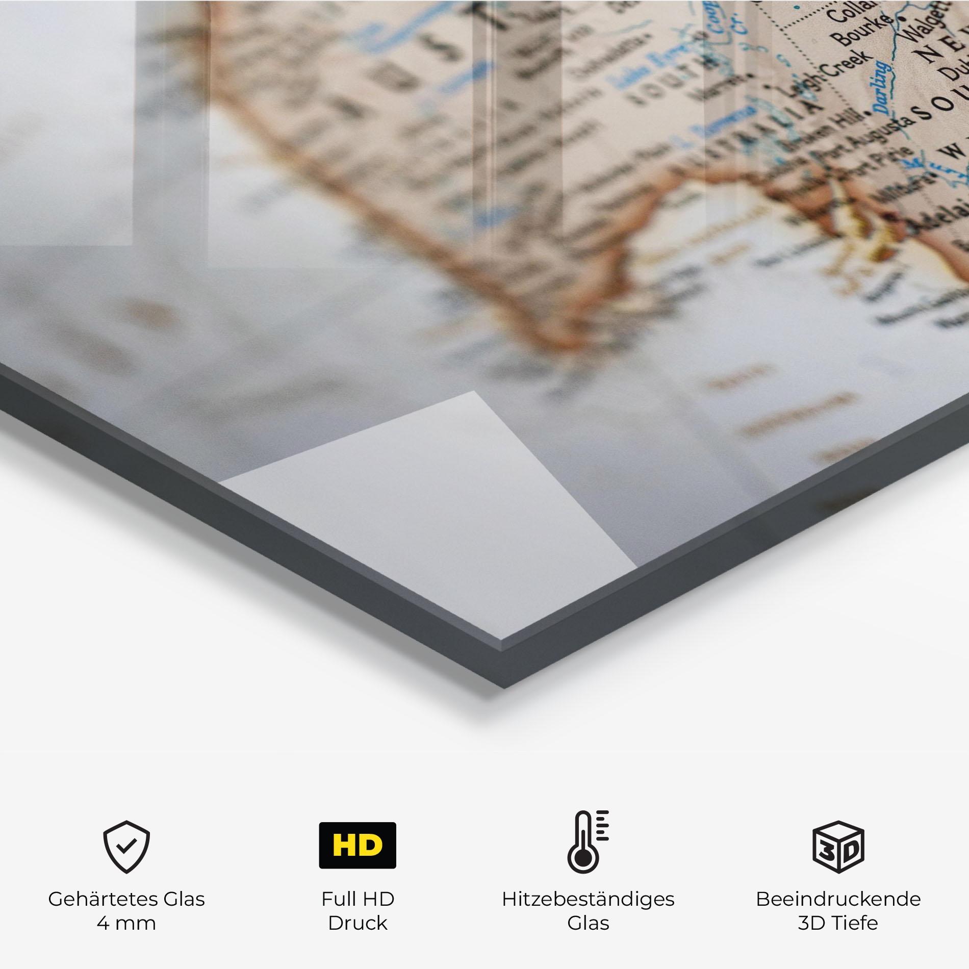 Küchenrückwand Glas Australia Map mockup 2