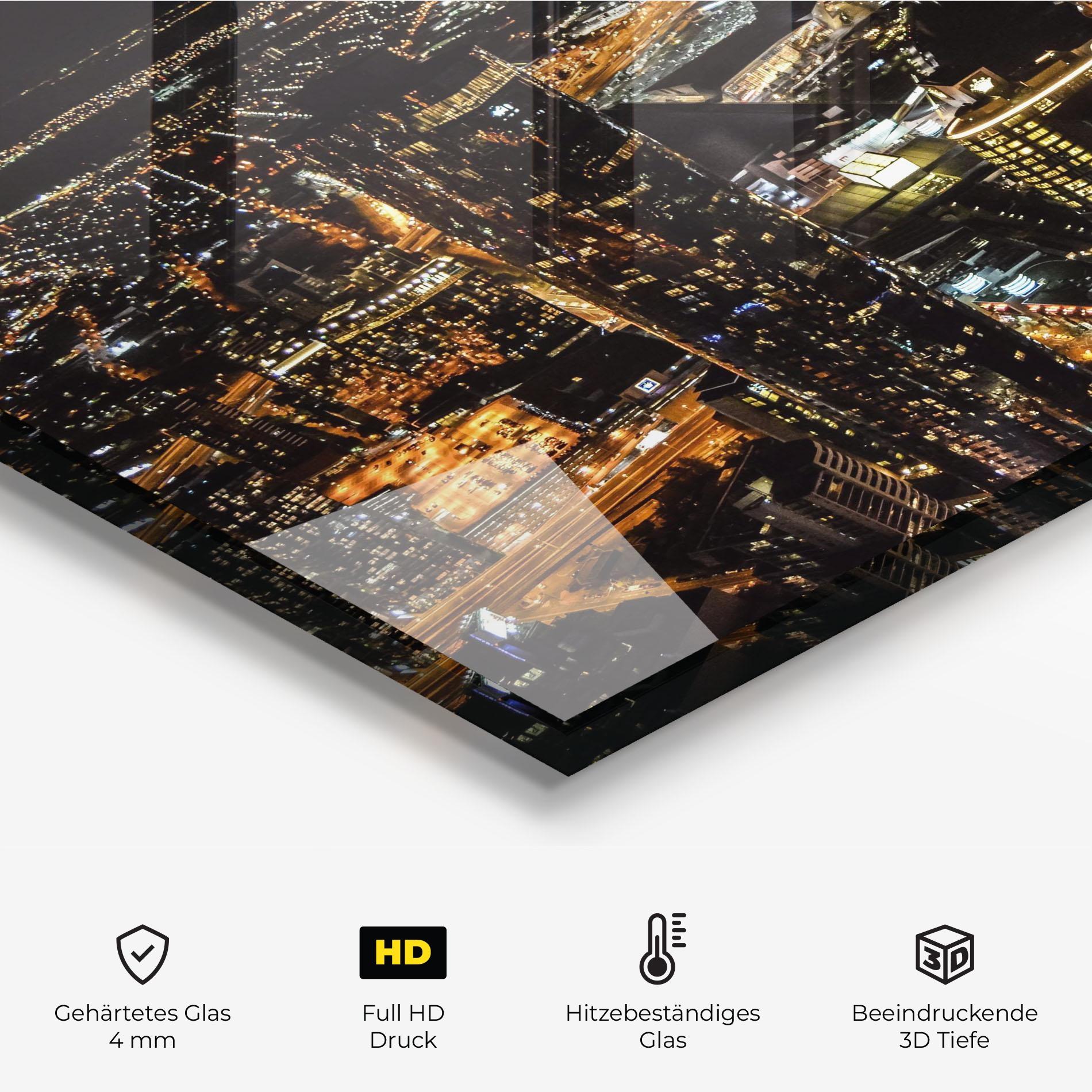 Küchenrückwand Glas Black City Light mockup 2