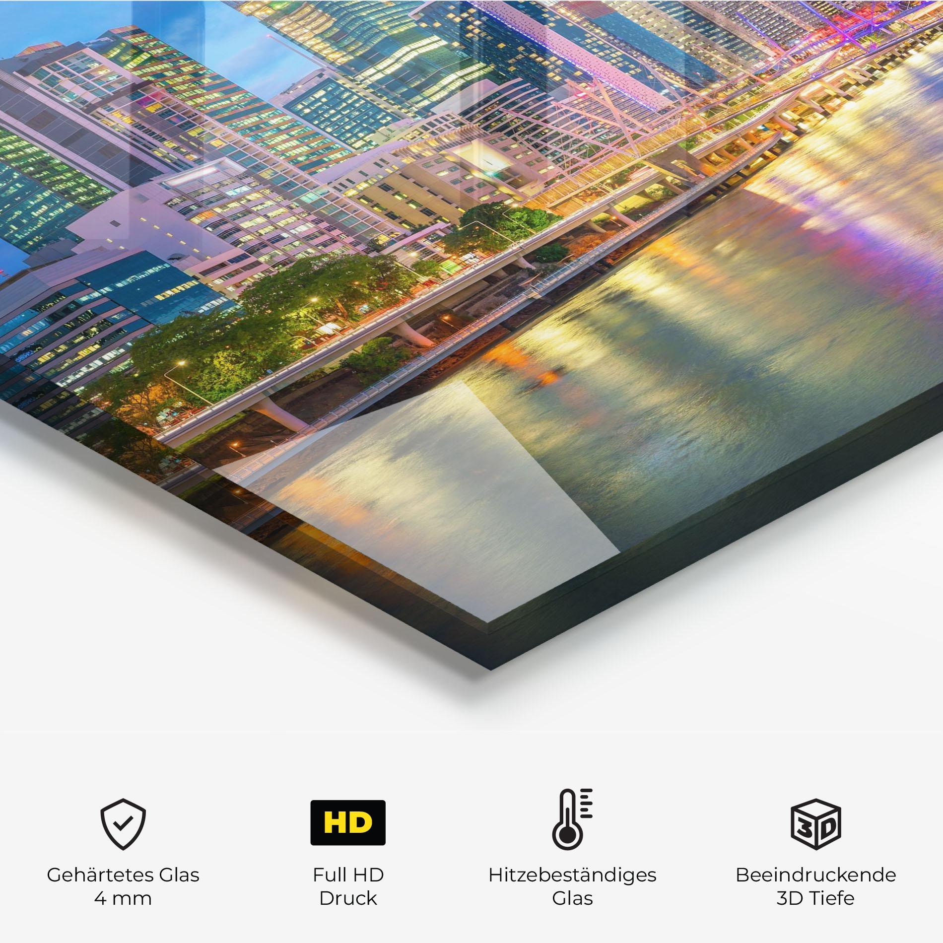 Küchenrückwand Glas Brisbane Skyline View mockup 2