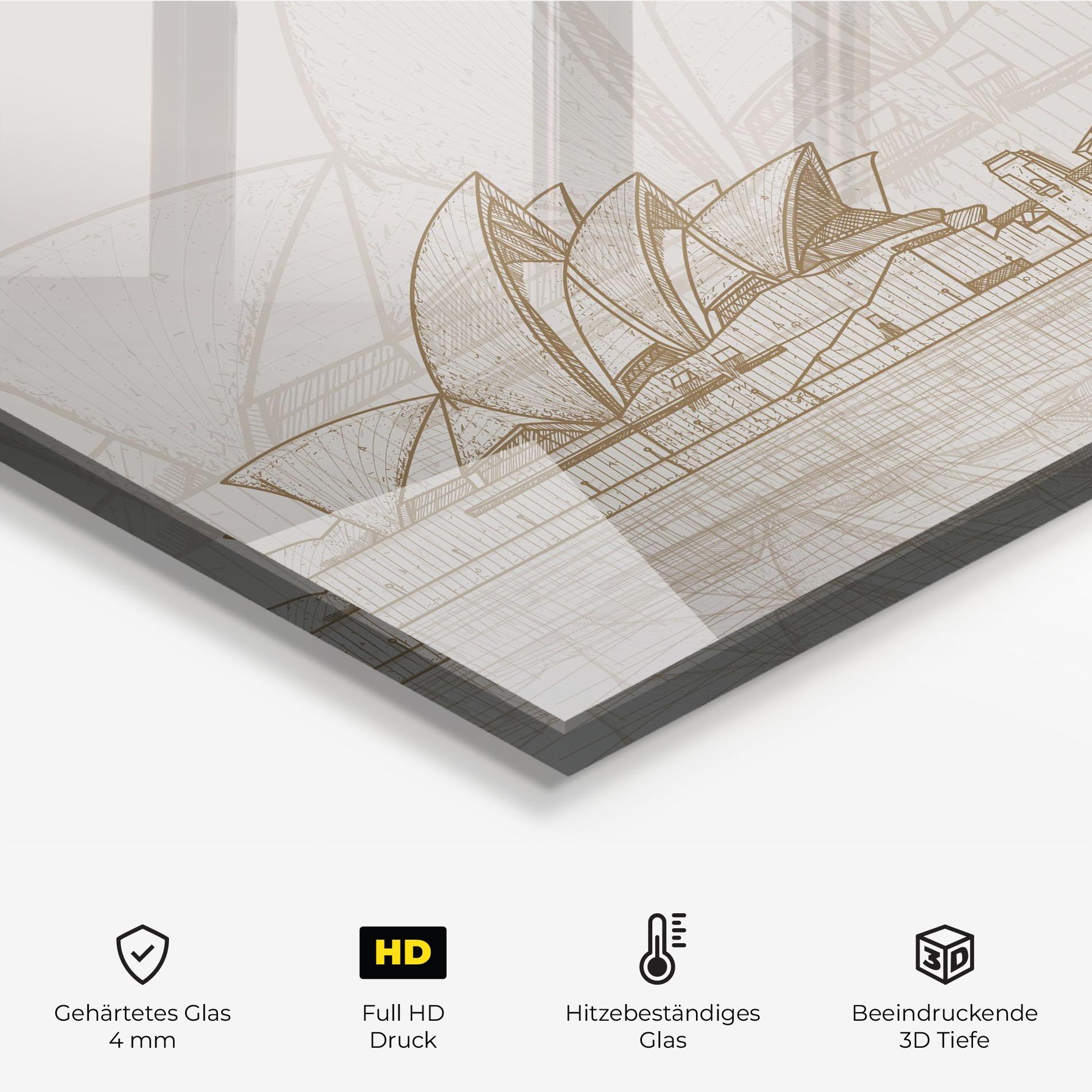 Küchenrückwand Glas Brown Opera House mockup 2