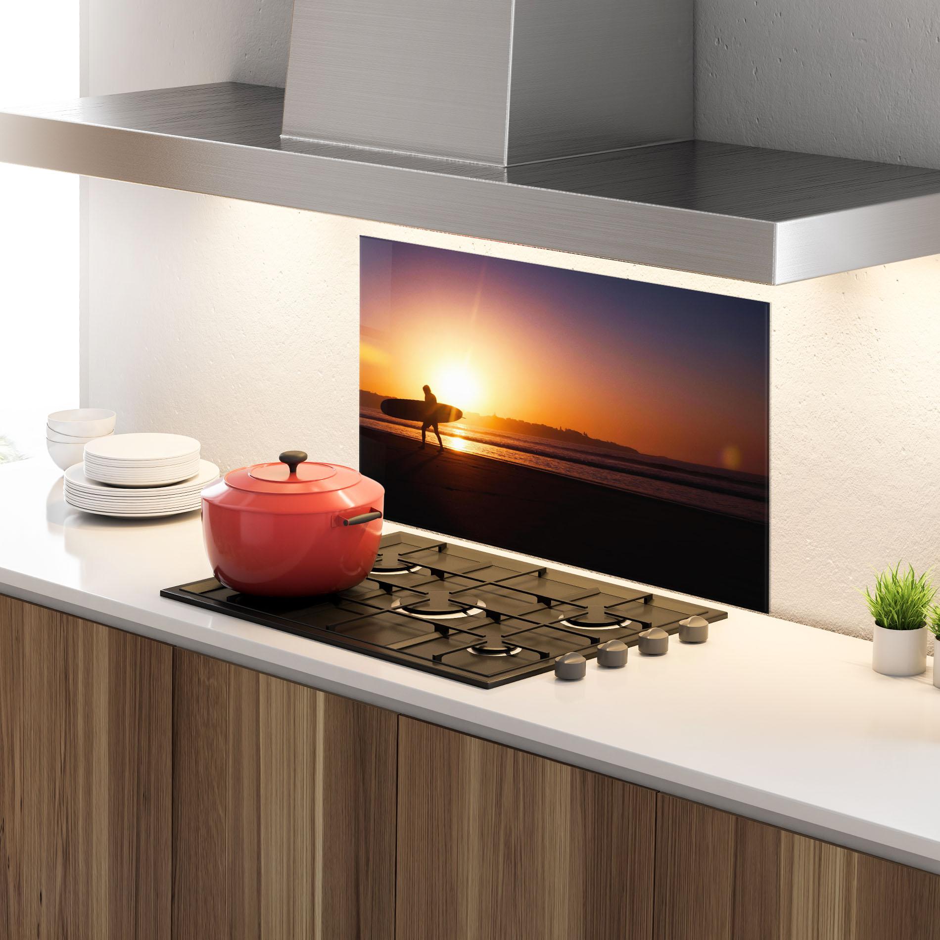 Küchenrückwand Glas Australian Sunset mockup 4