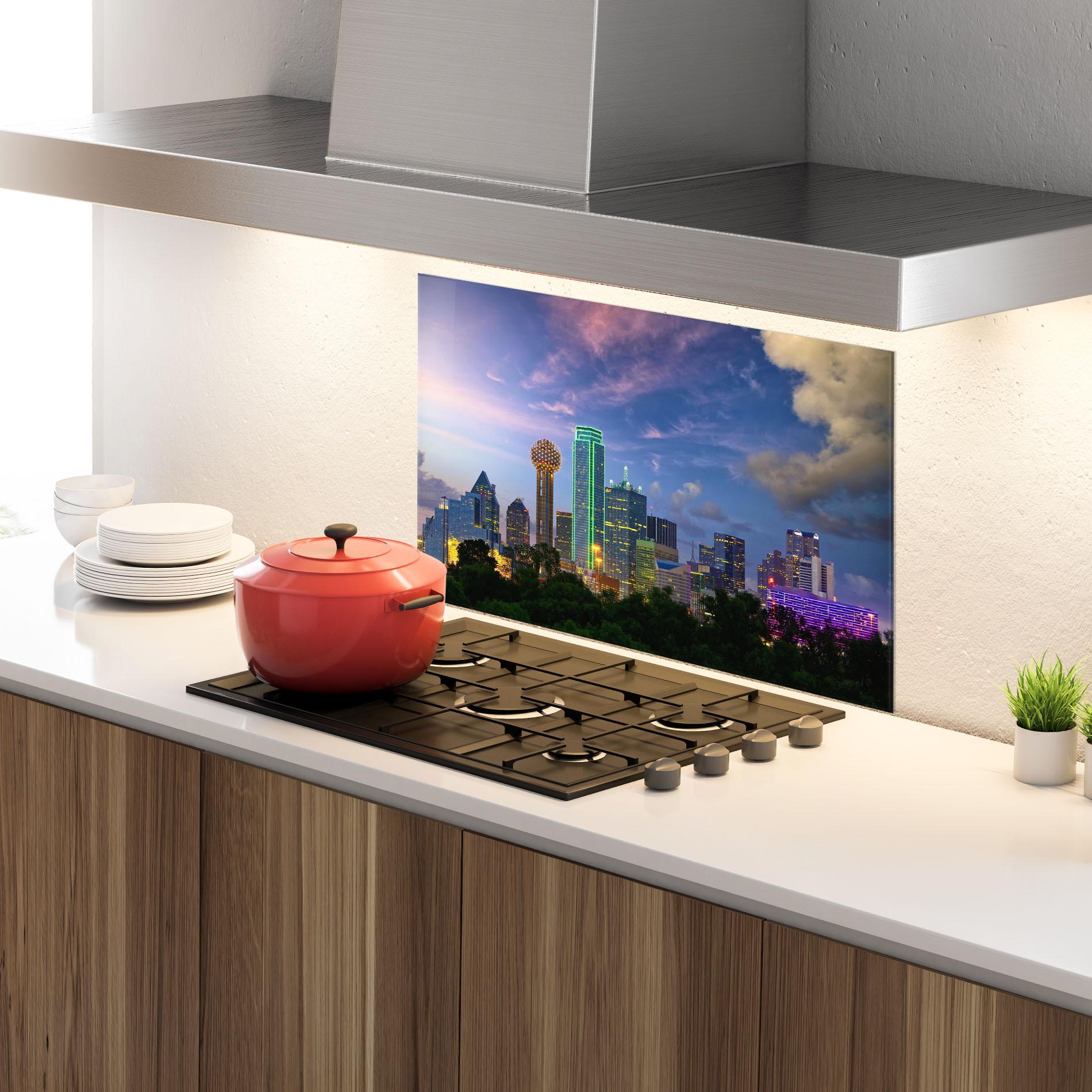Küchenrückwand Glas Dallas Dusk mockup 4