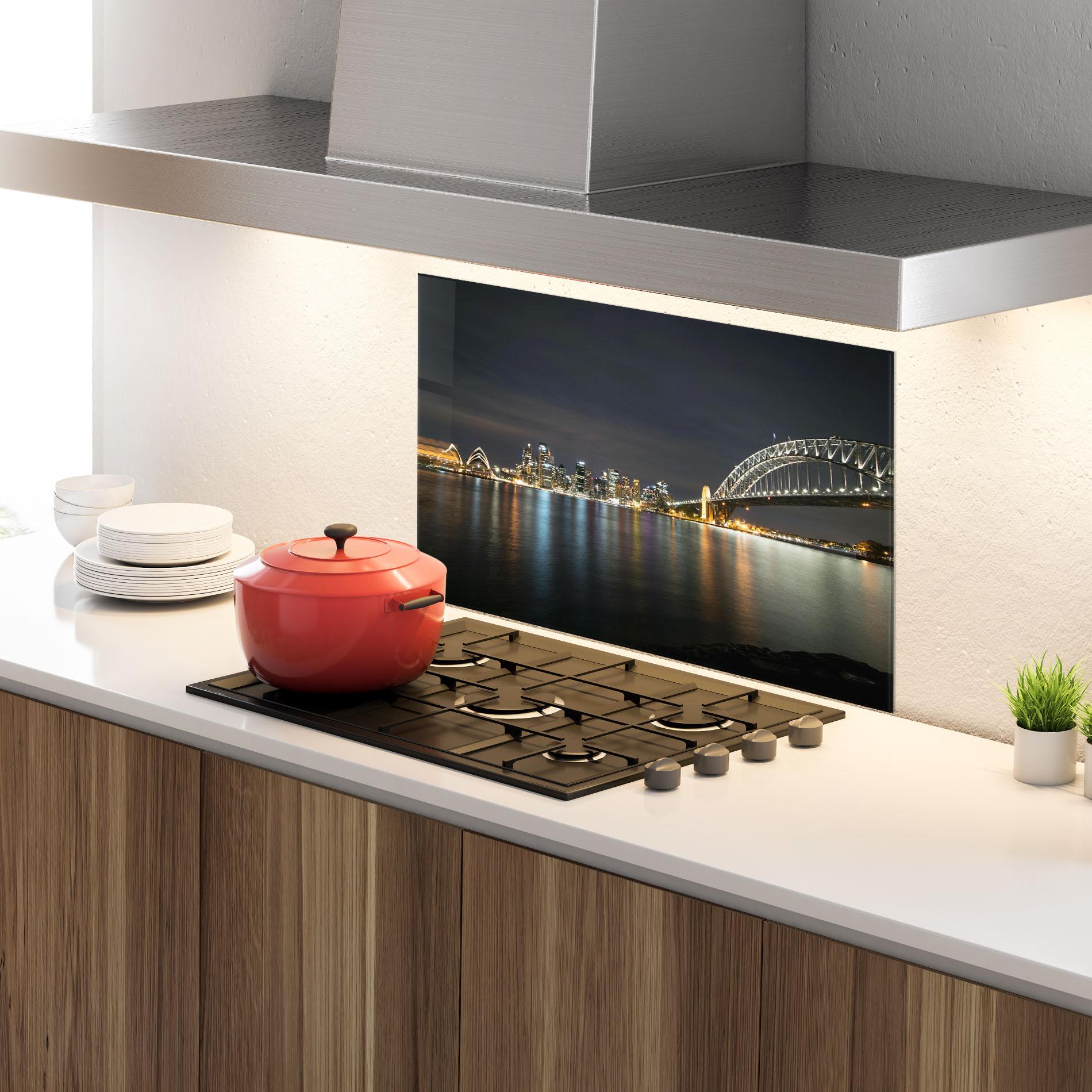 Küchenrückwand Glas Harbour Bridge mockup 4