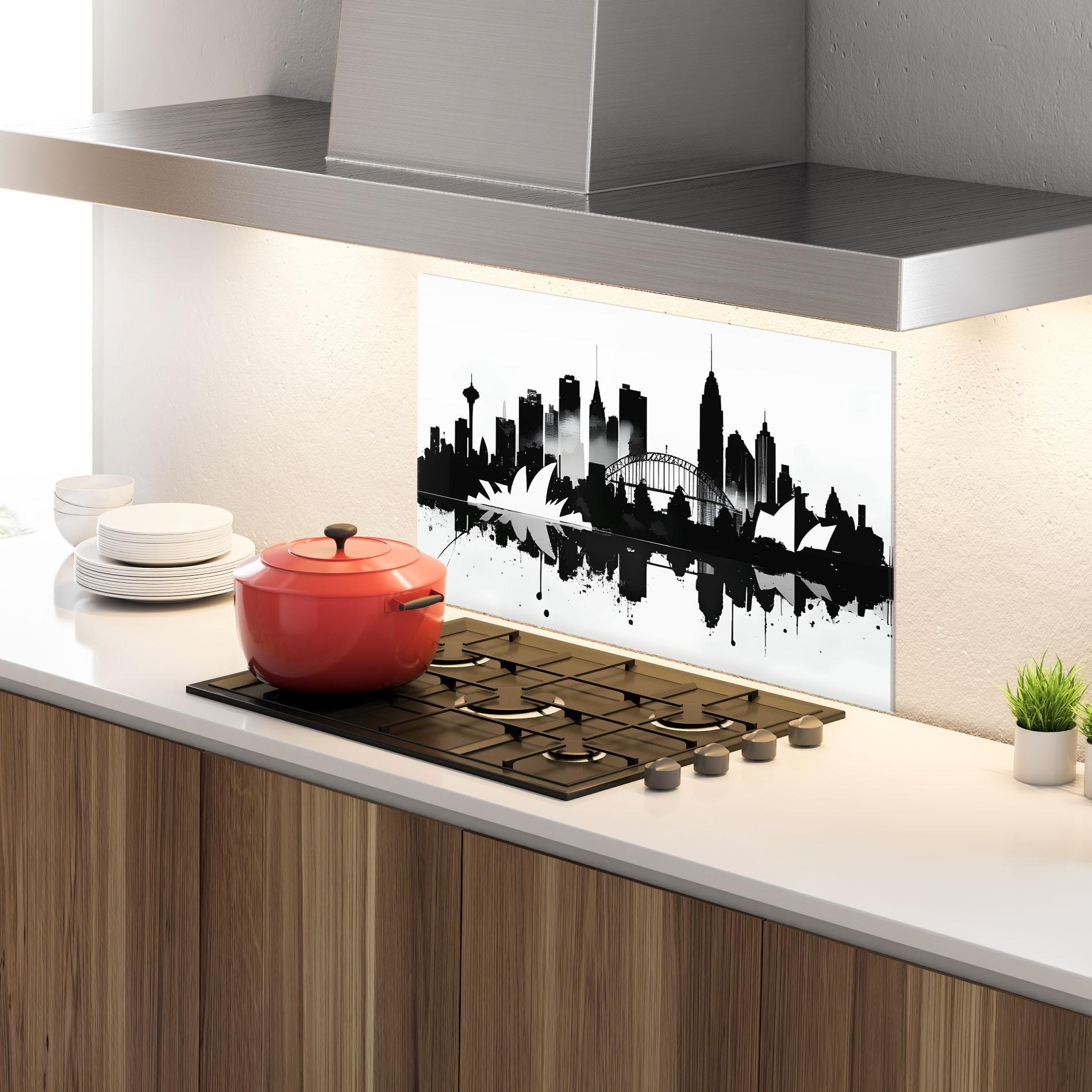 Küchenrückwand Glas Opera House Art mockup 4