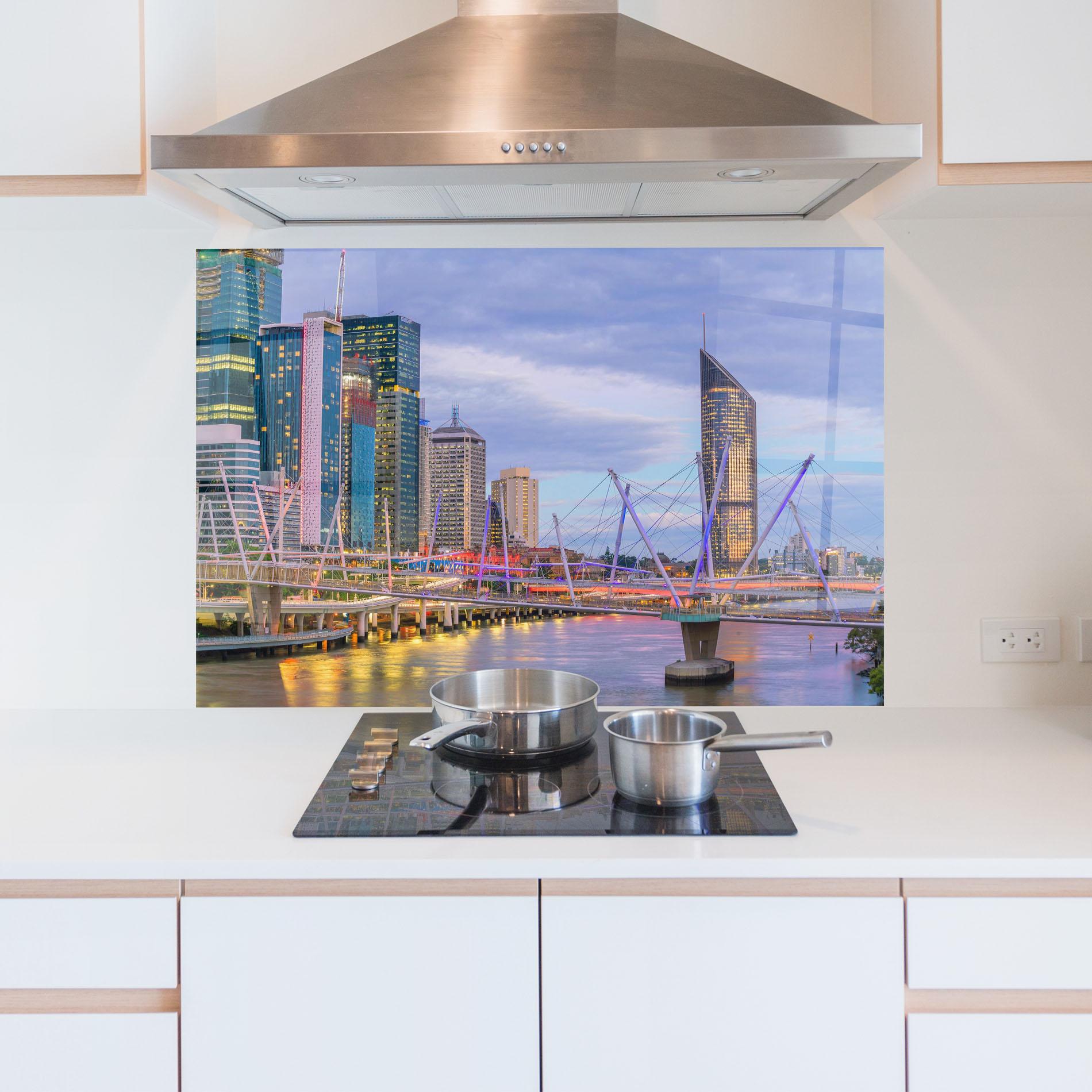 Küchenrückwand Glas Brisbane River Australia mockup 5