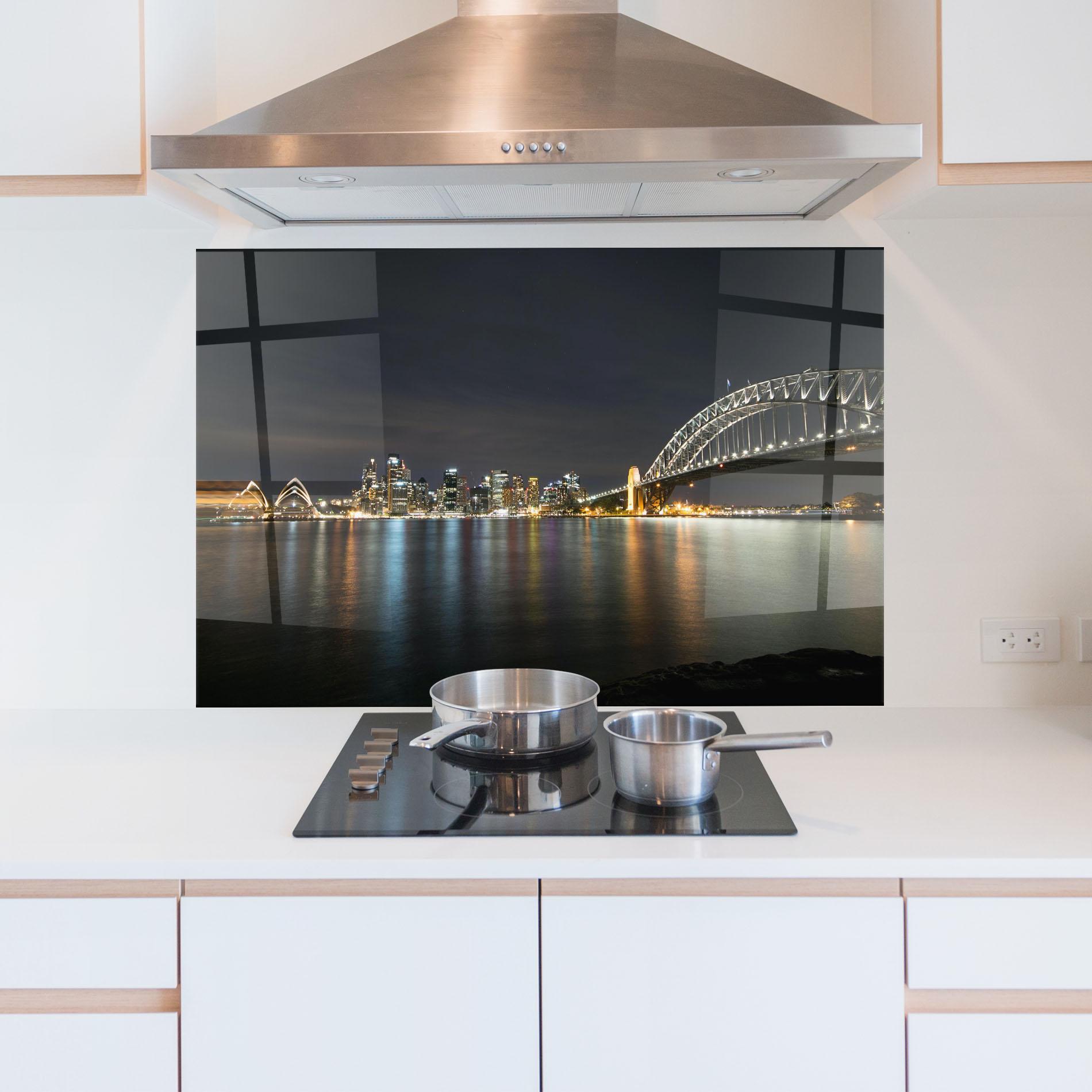 Küchenrückwand Glas Harbour Bridge mockup 5