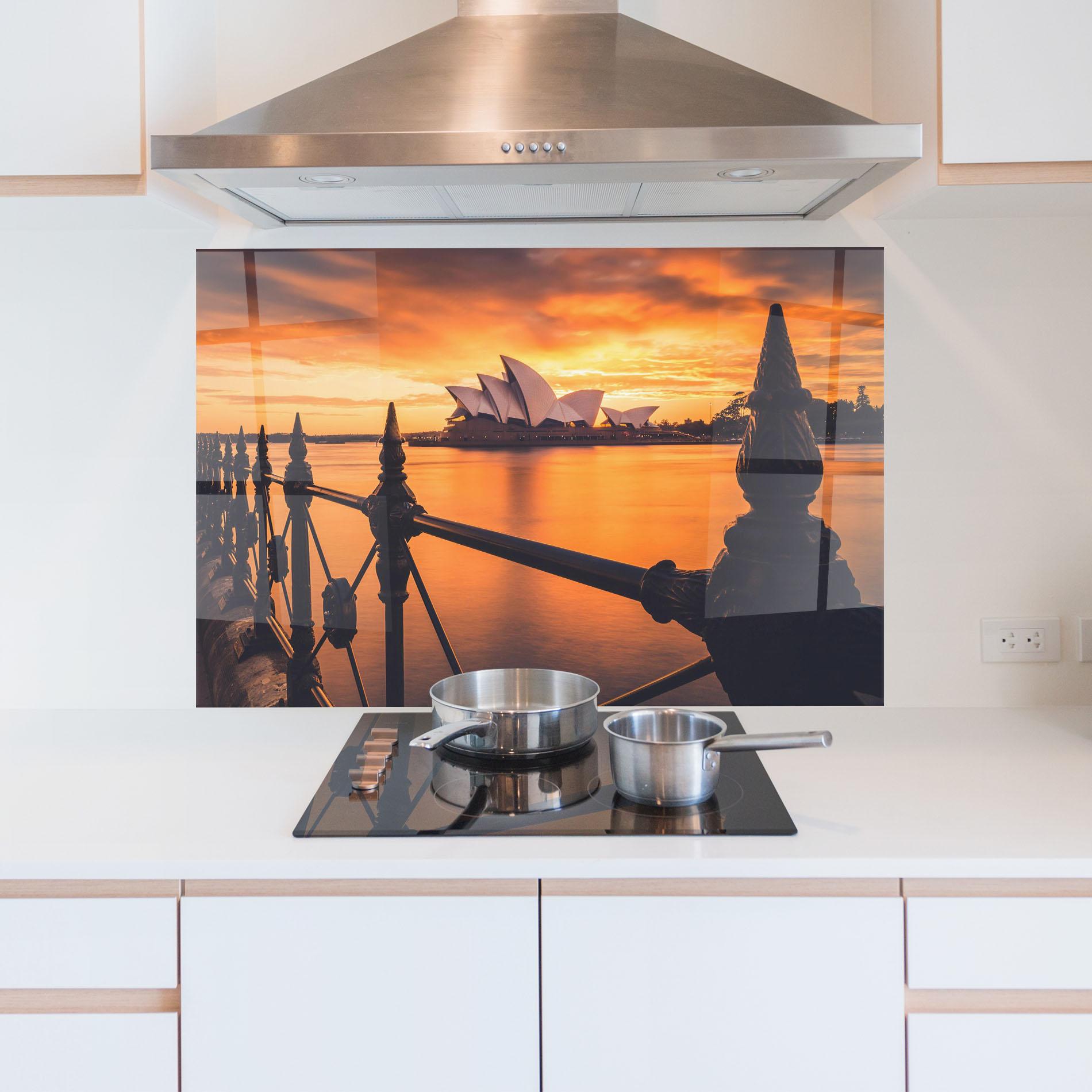 Küchenrückwand Glas Sydney Orange View mockup 5