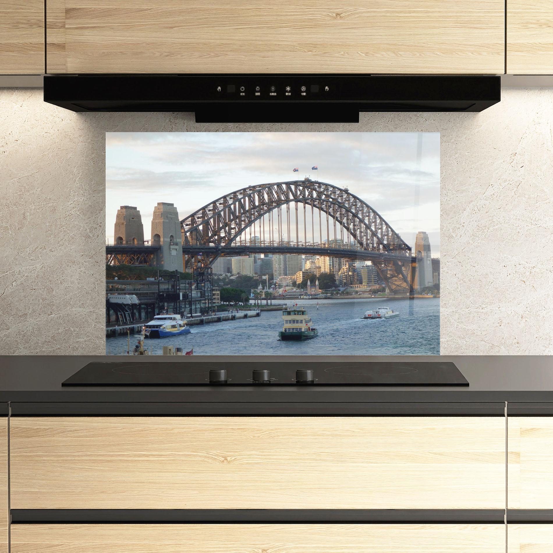 Küchenrückwand Glas Harbour Bridge View mockup 3