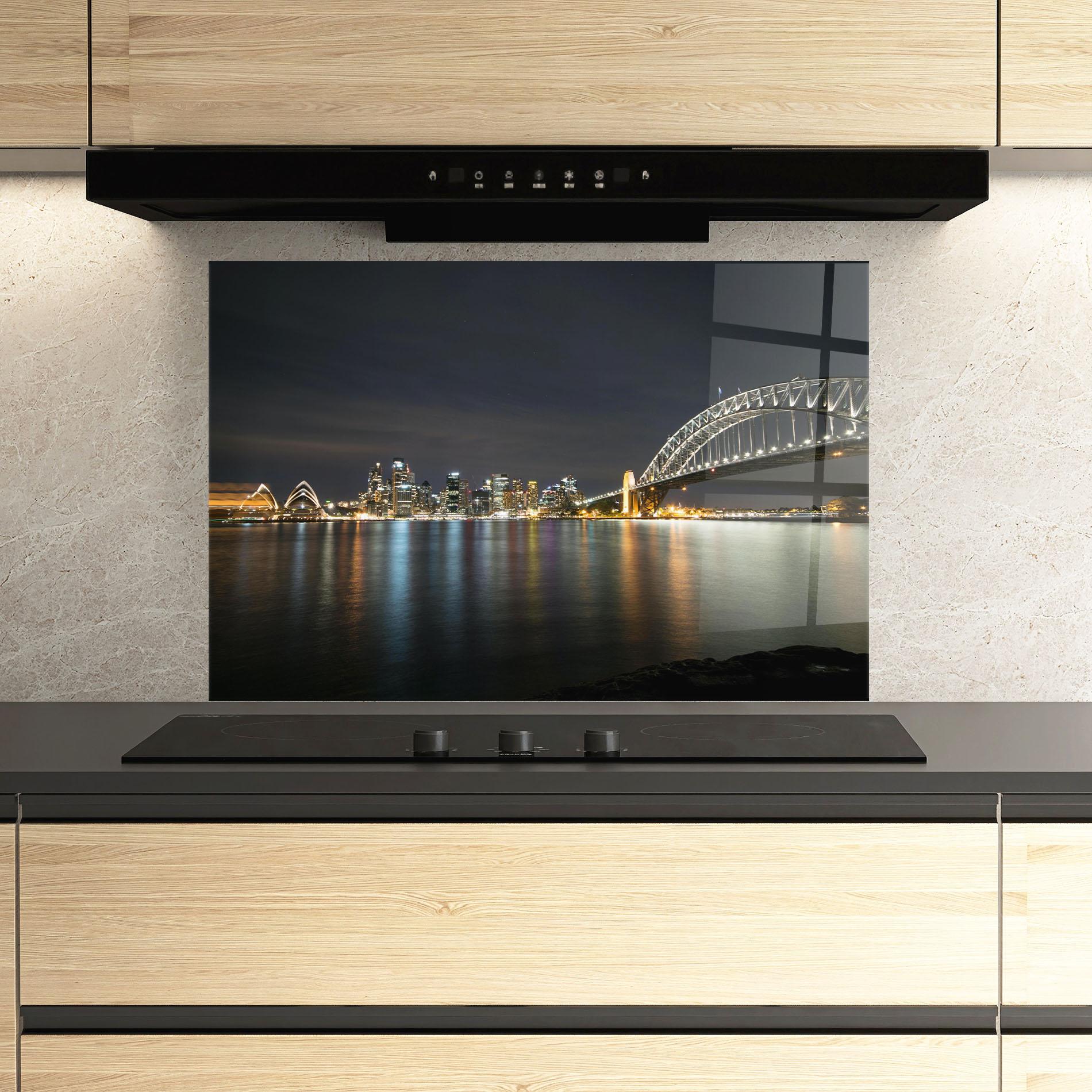 Küchenrückwand Glas Harbour Bridge mockup 3