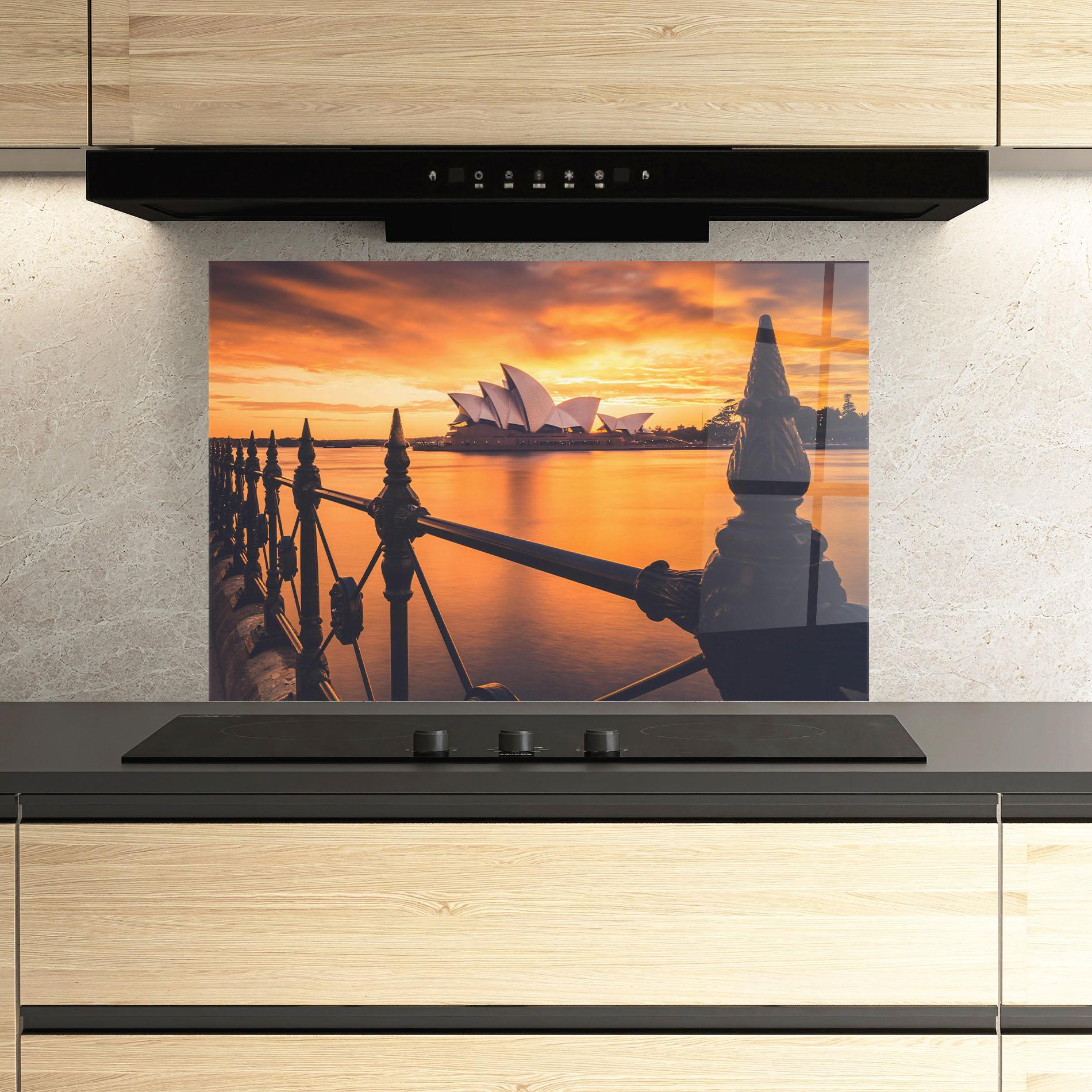 Küchenrückwand Glas Sydney Orange View mockup 3