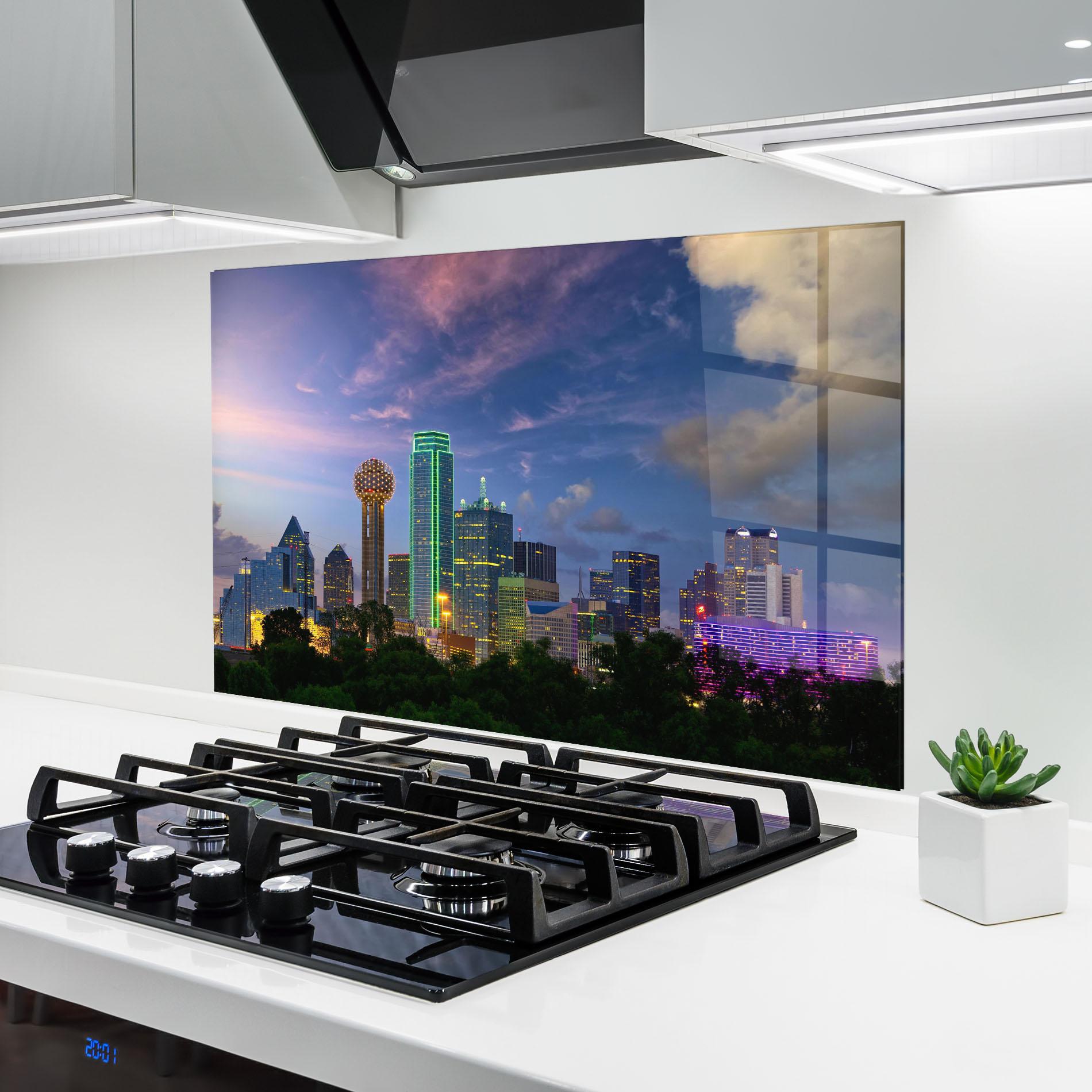 Küchenrückwand Glas Dallas Dusk mockup 6