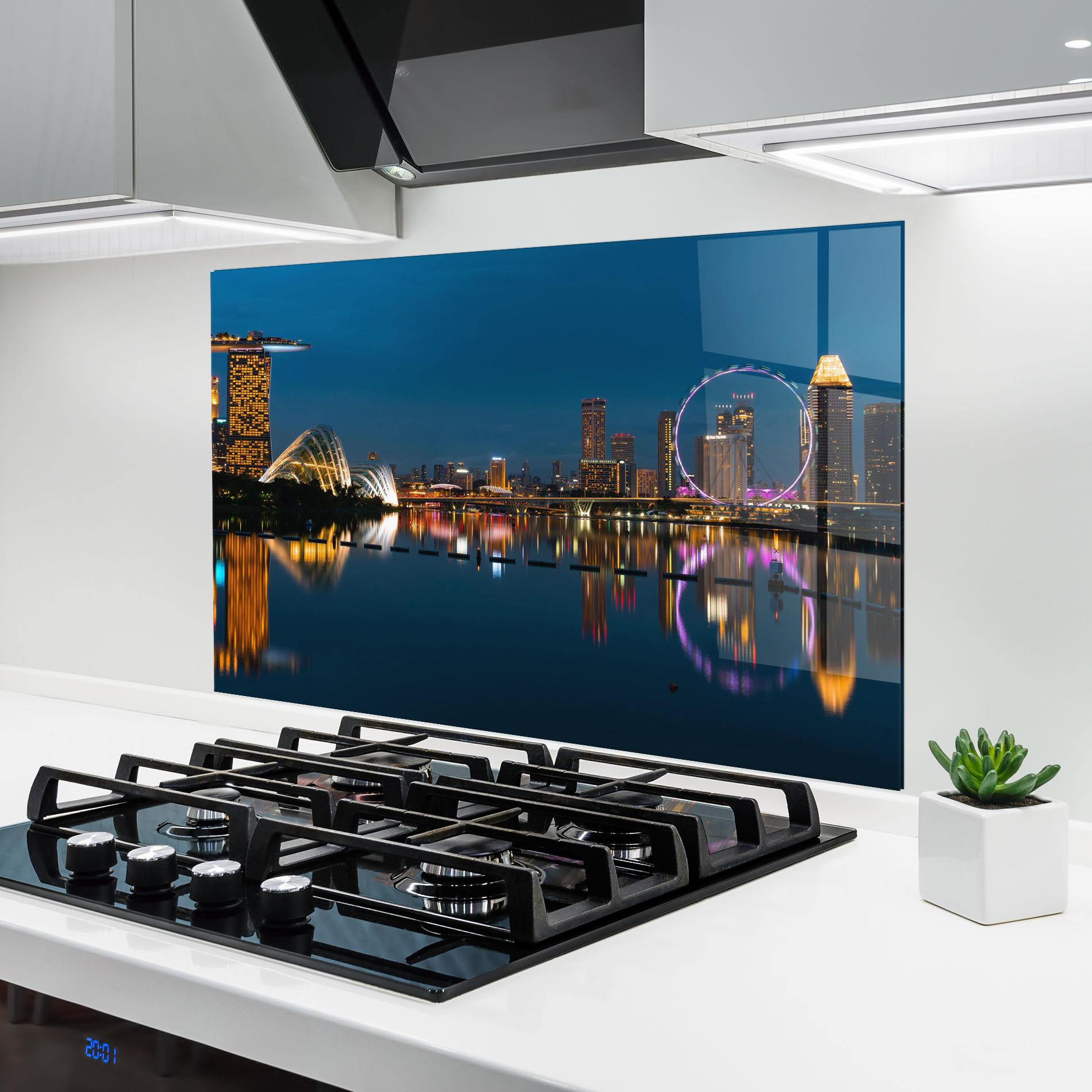Küchenrückwand Glas Singapore City Skyline mockup 6