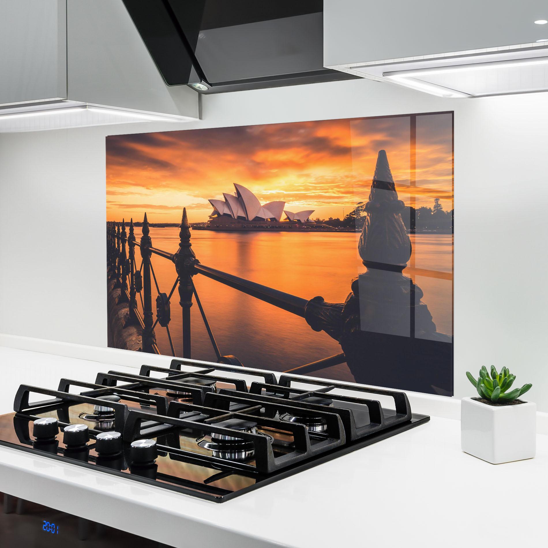 Küchenrückwand Glas Sydney Orange View mockup 6