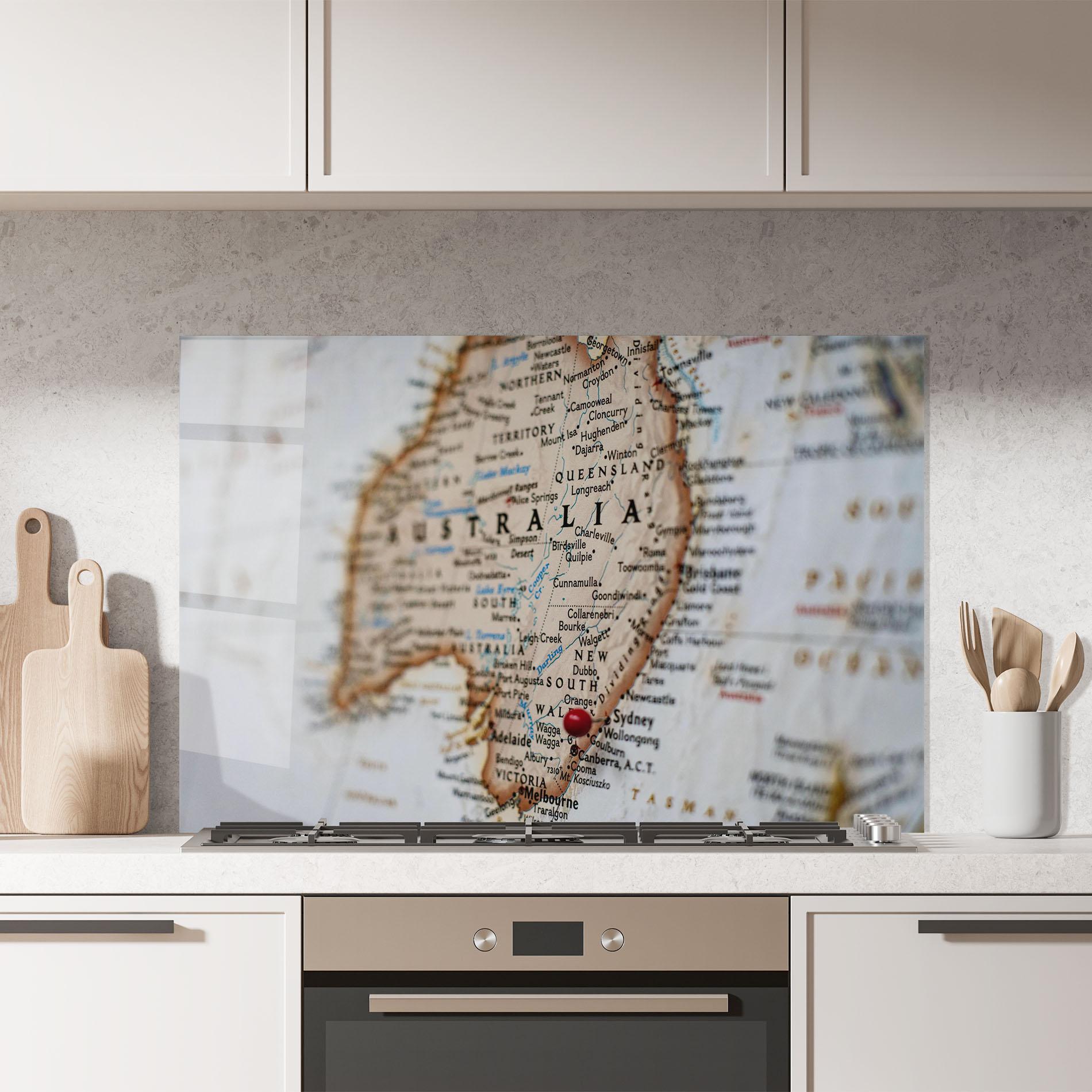 Küchenrückwand Glas Australia Map mockup 7