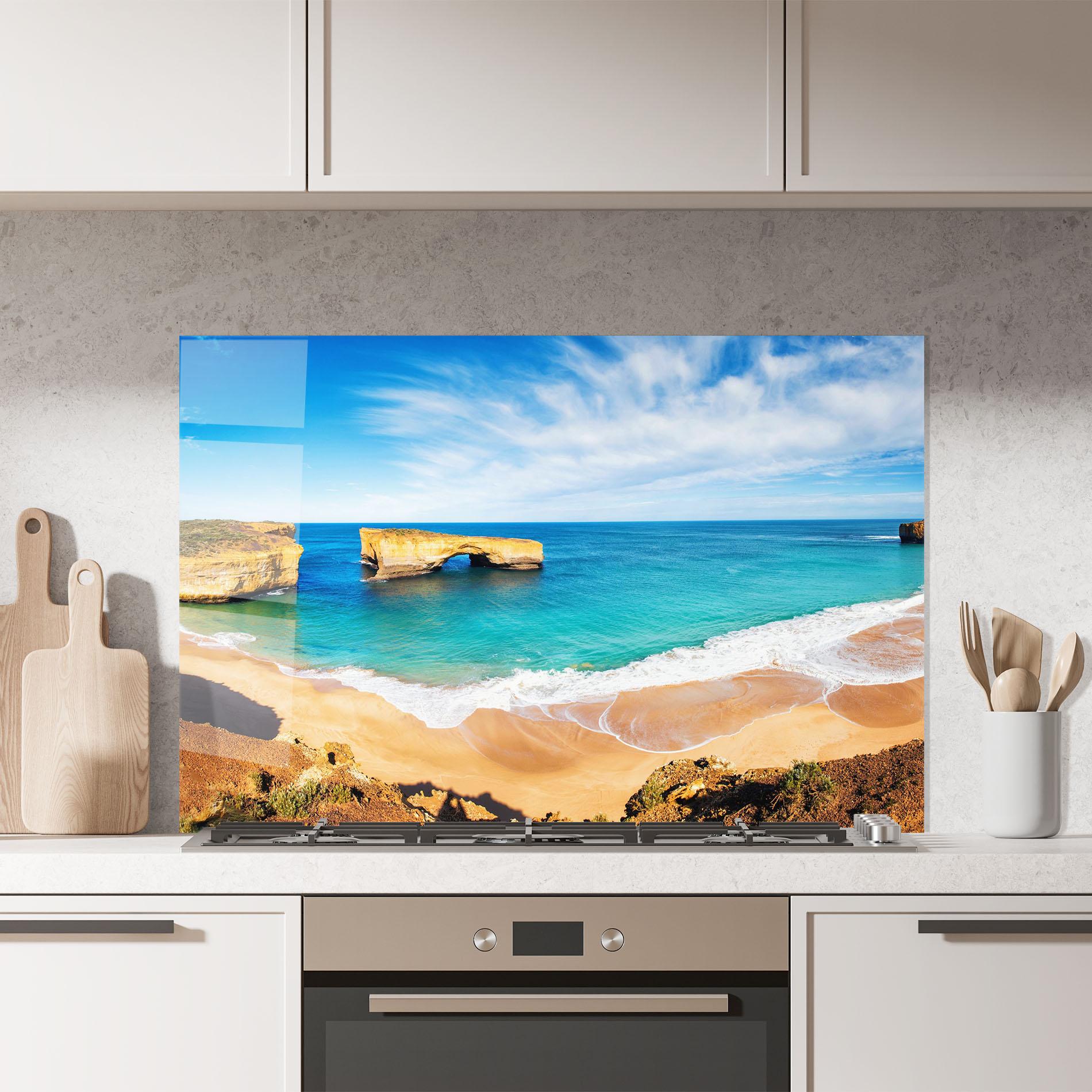 Küchenrückwand Glas Australian Island mockup 7