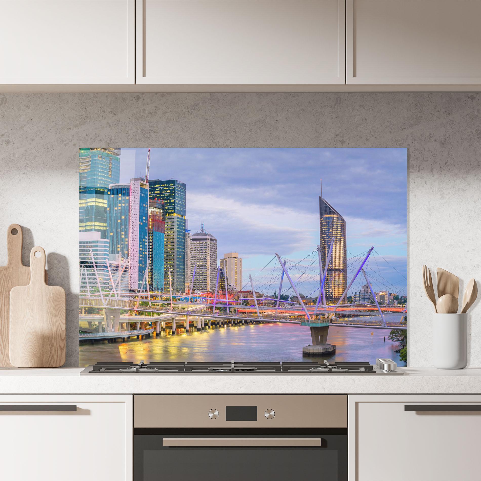 Küchenrückwand Glas Brisbane River Australia mockup 7