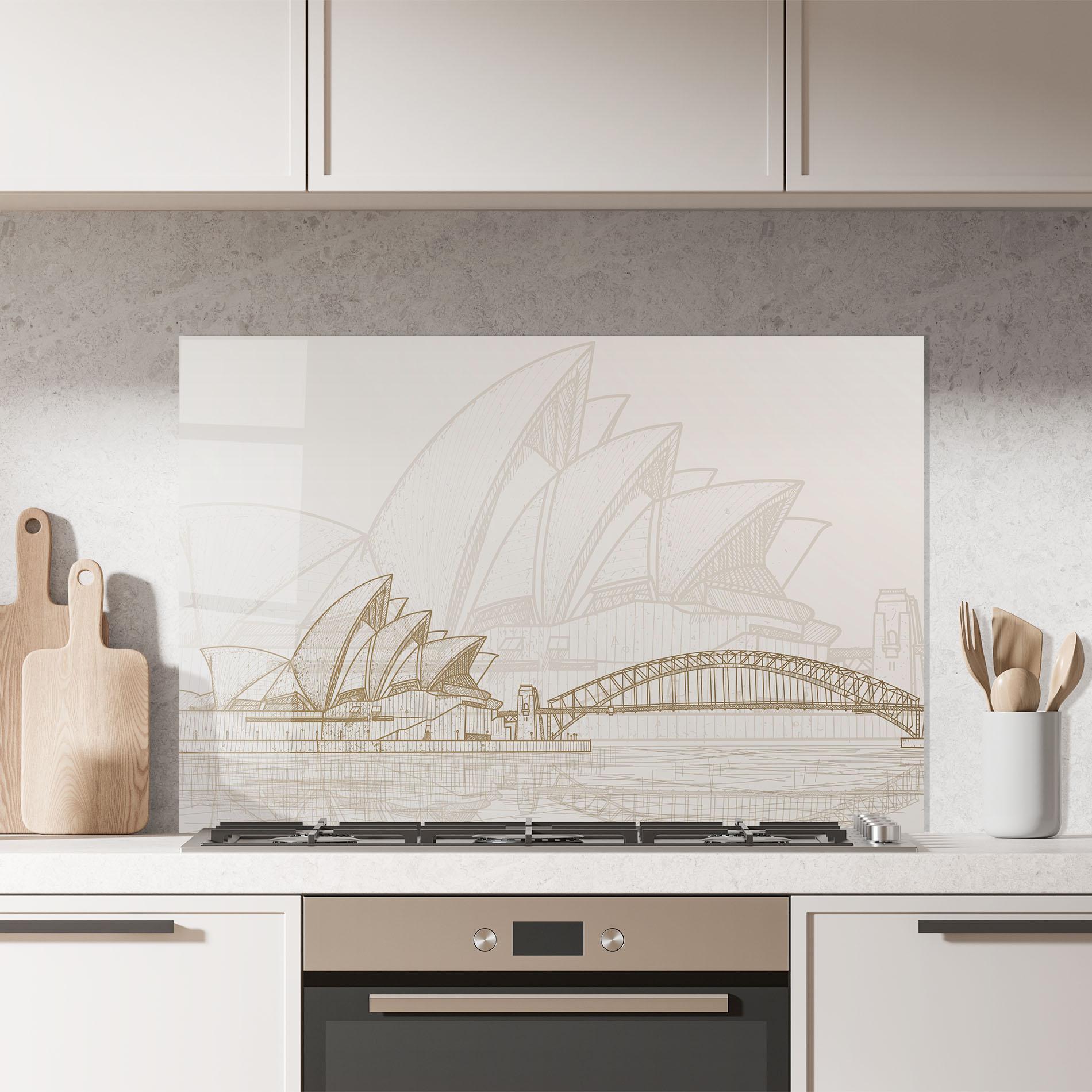 Küchenrückwand Glas Brown Opera House mockup 7