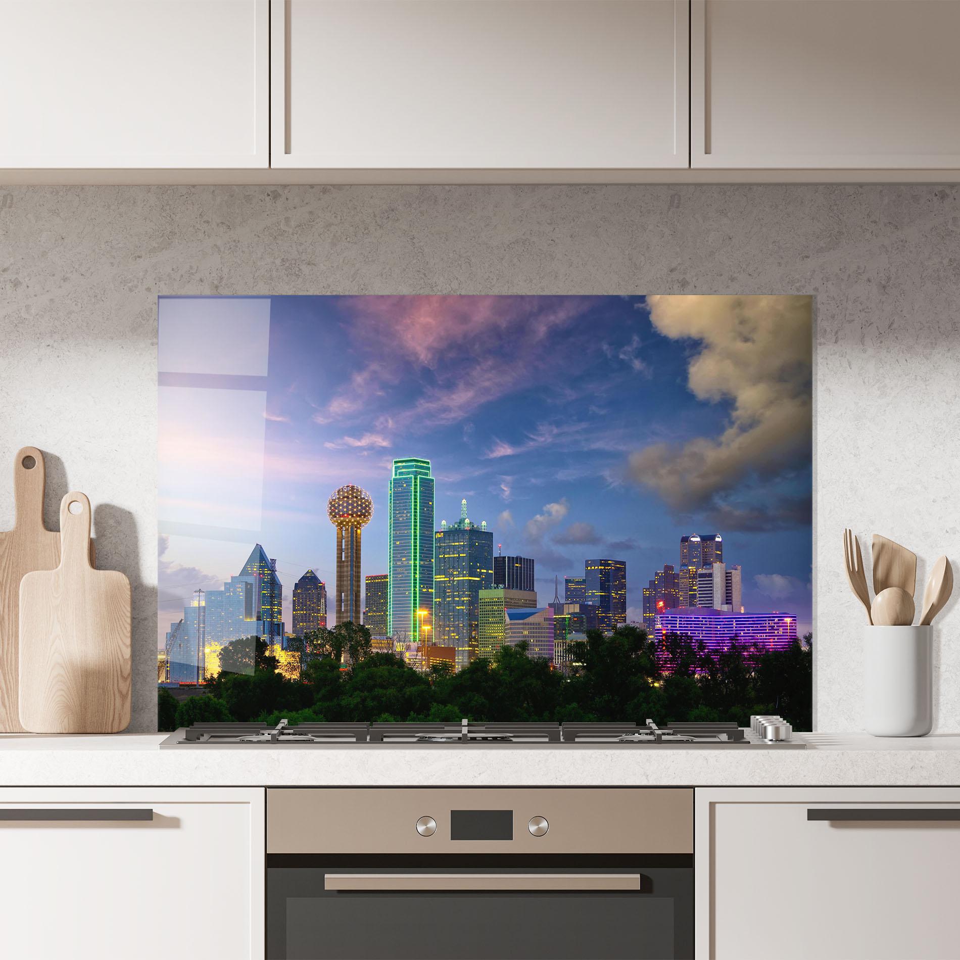 Küchenrückwand Glas Dallas Dusk mockup 7