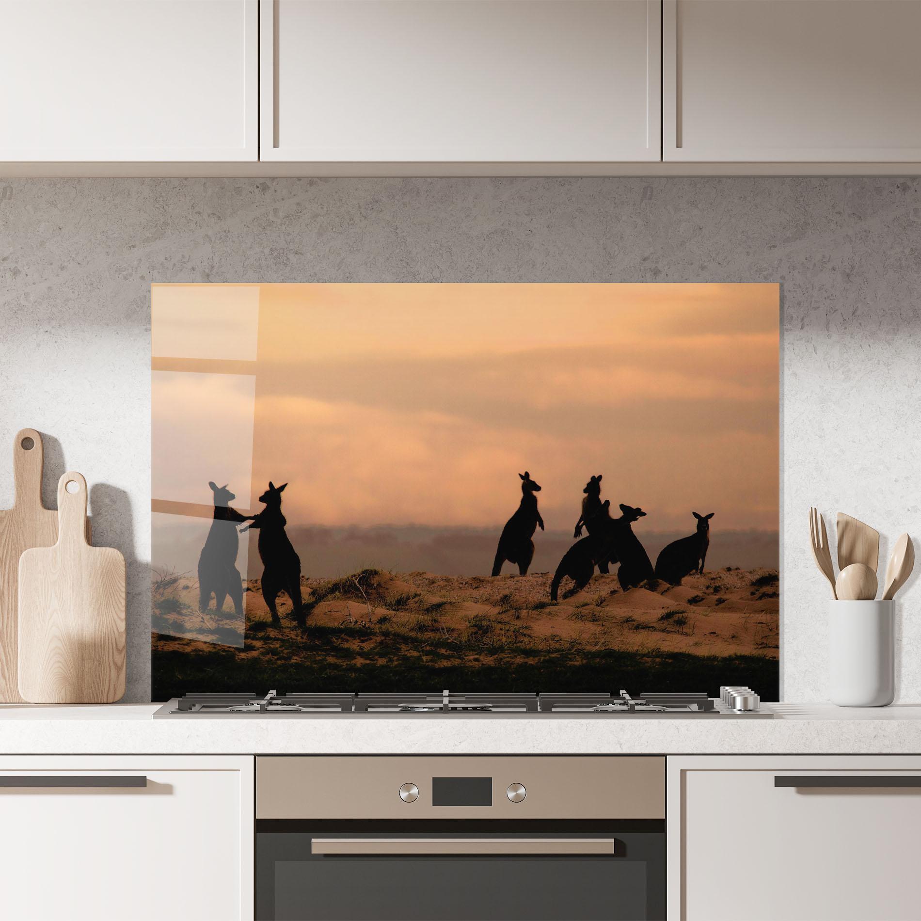 Küchenrückwand Glas Kangaroos Playing mockup 7