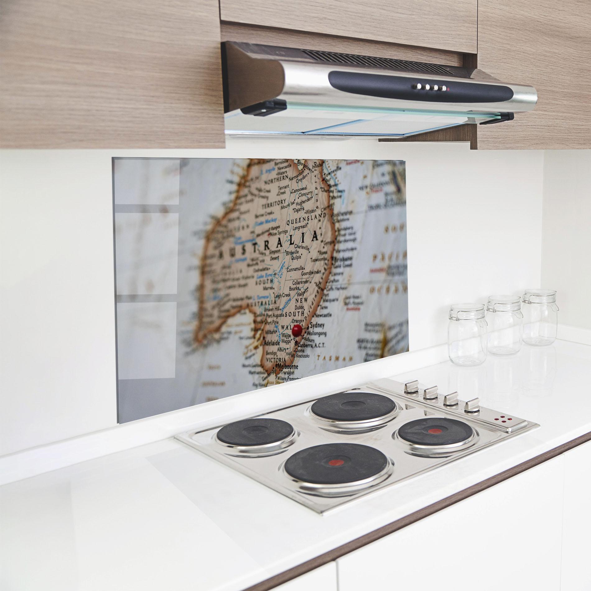 Küchenrückwand Glas Australia Map mockup 8