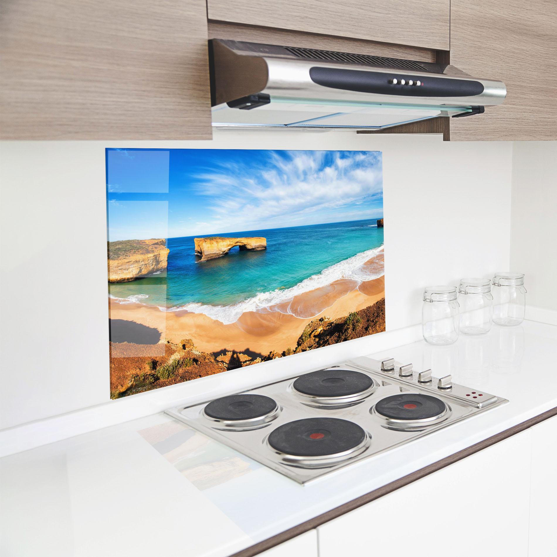 Küchenrückwand Glas Australian Island mockup 8