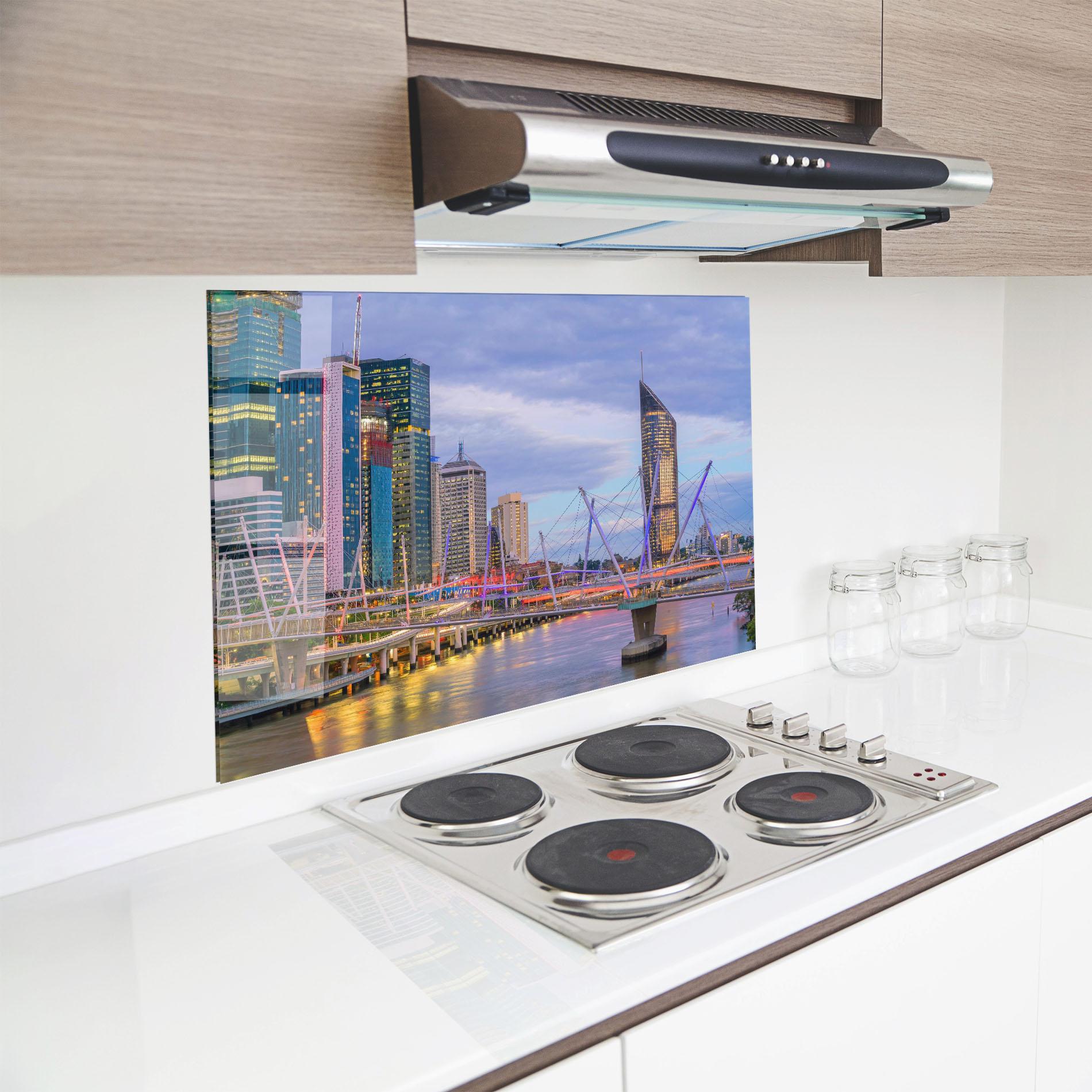 Küchenrückwand Glas Brisbane River Australia mockup 8