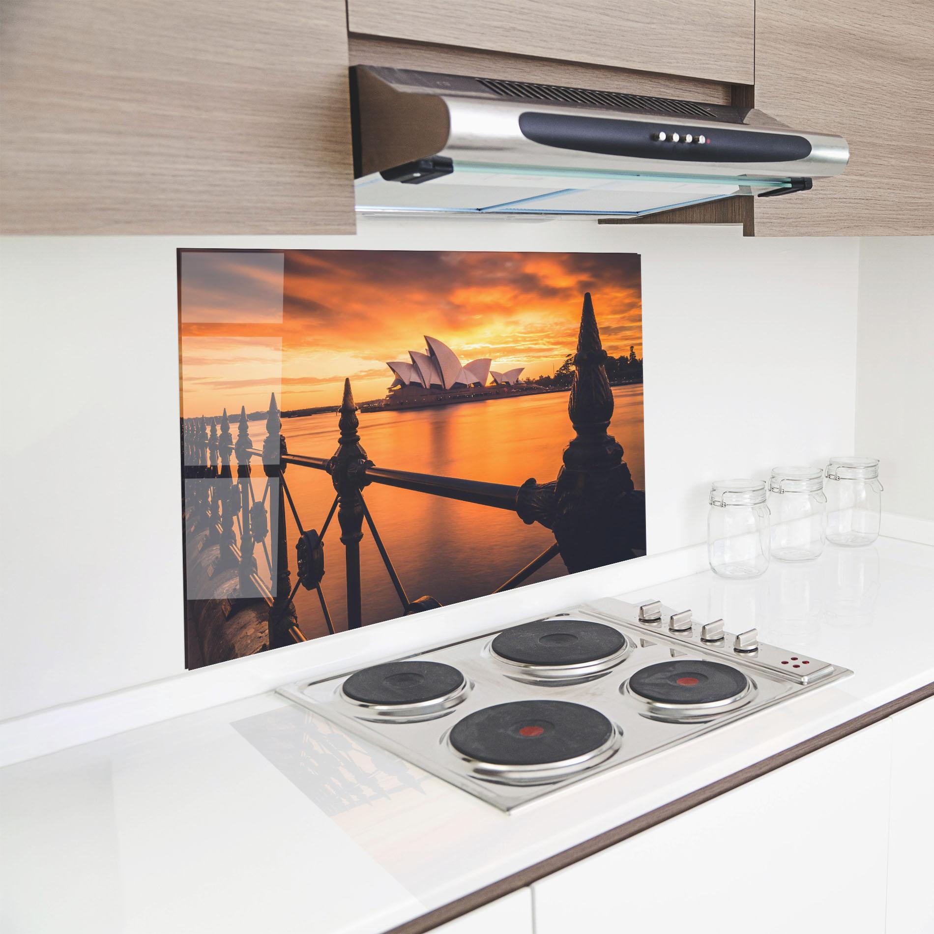 Küchenrückwand Glas Sydney Orange View mockup 8