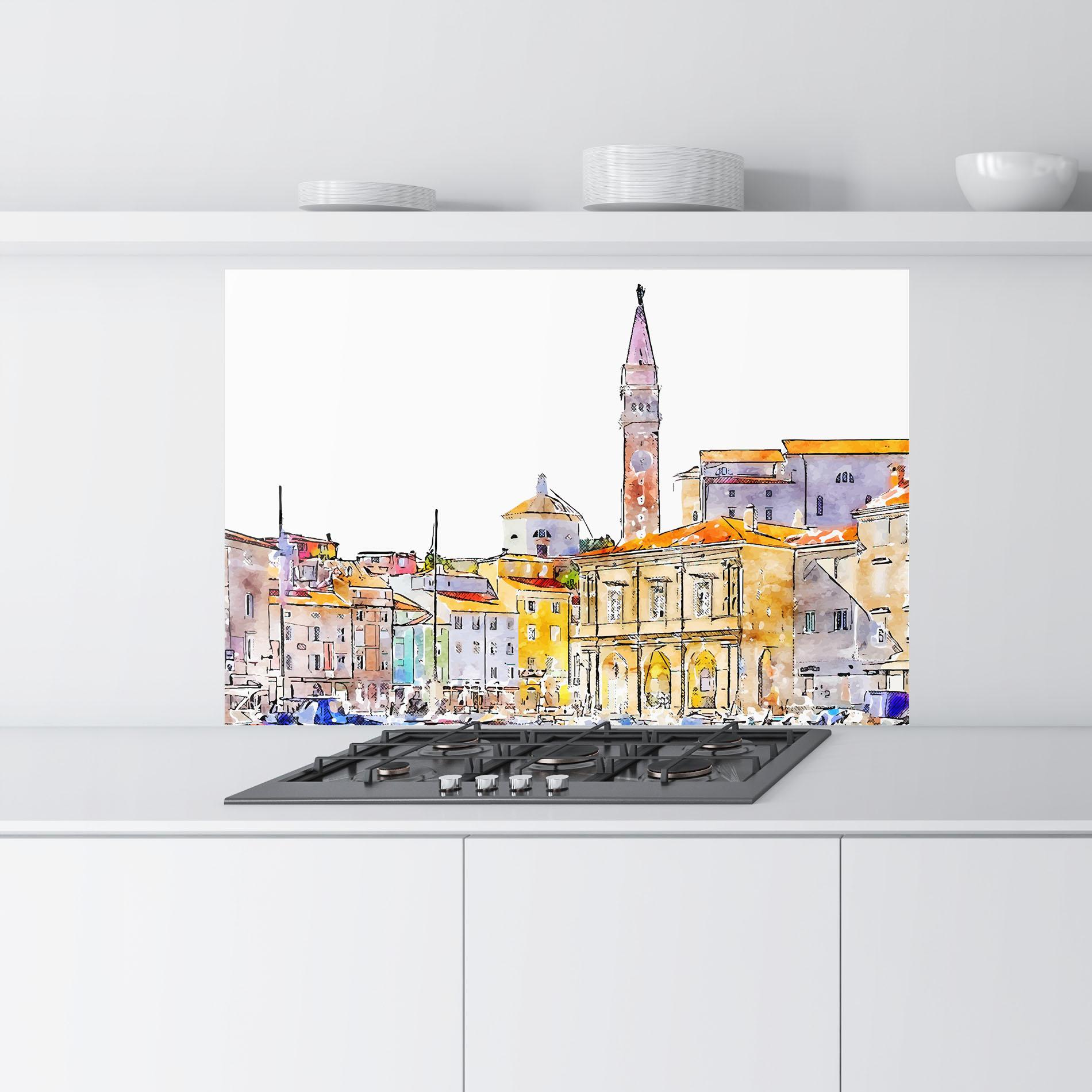 Küchenrückwand Glas Piran Slovenia mockup 9