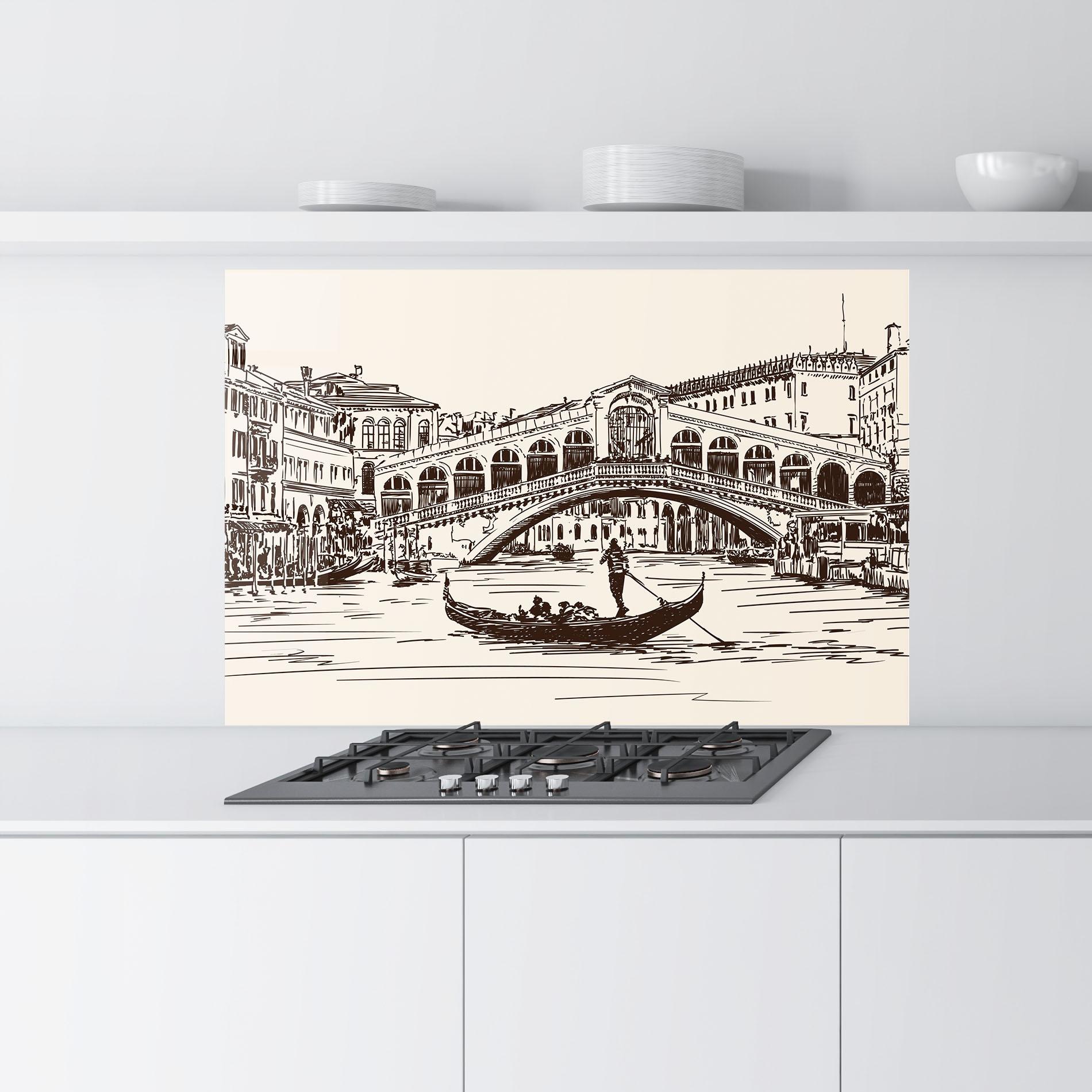 Küchenrückwand Glas Rialto Bridge mockup 9