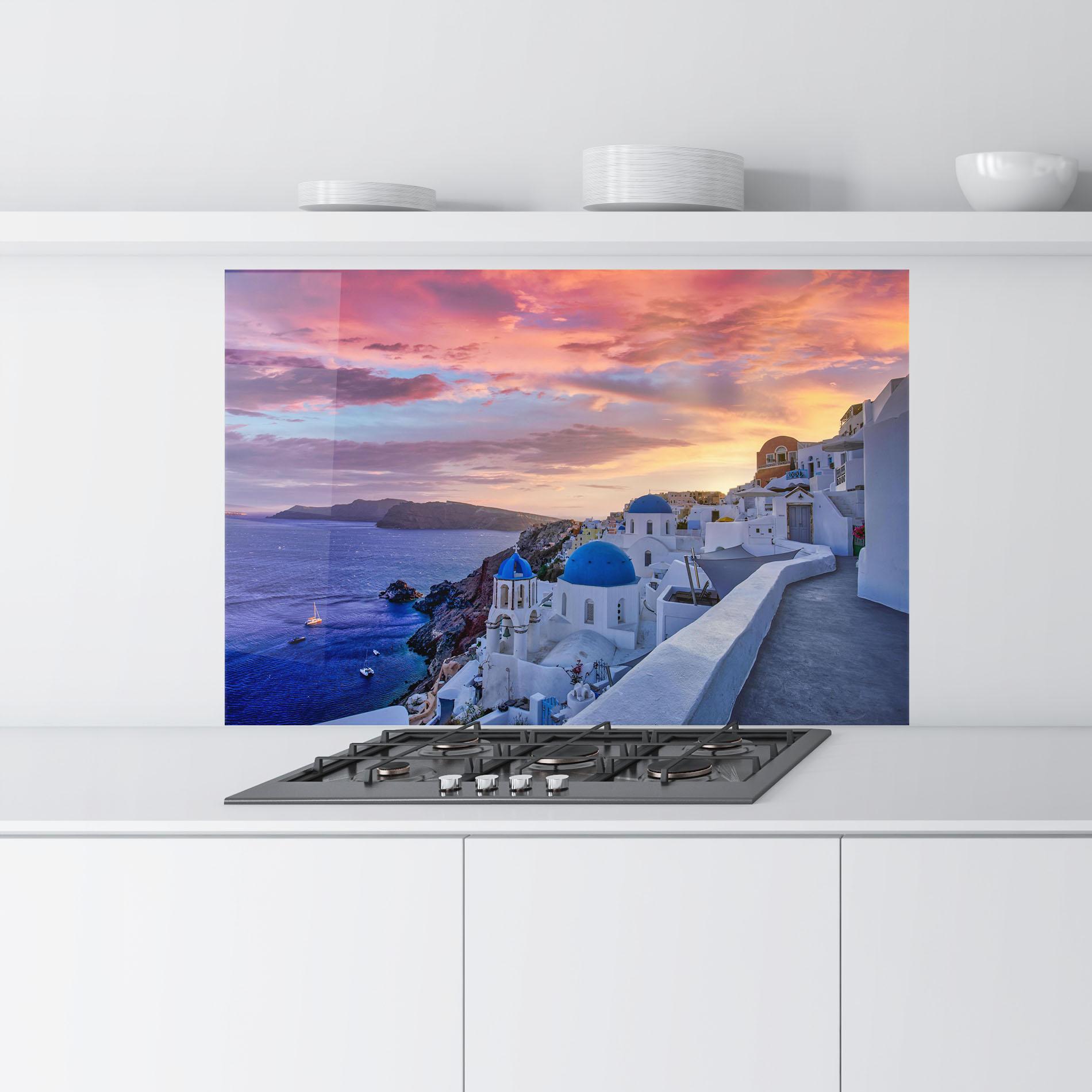 Küchenrückwand Glas Santorini View mockup 9