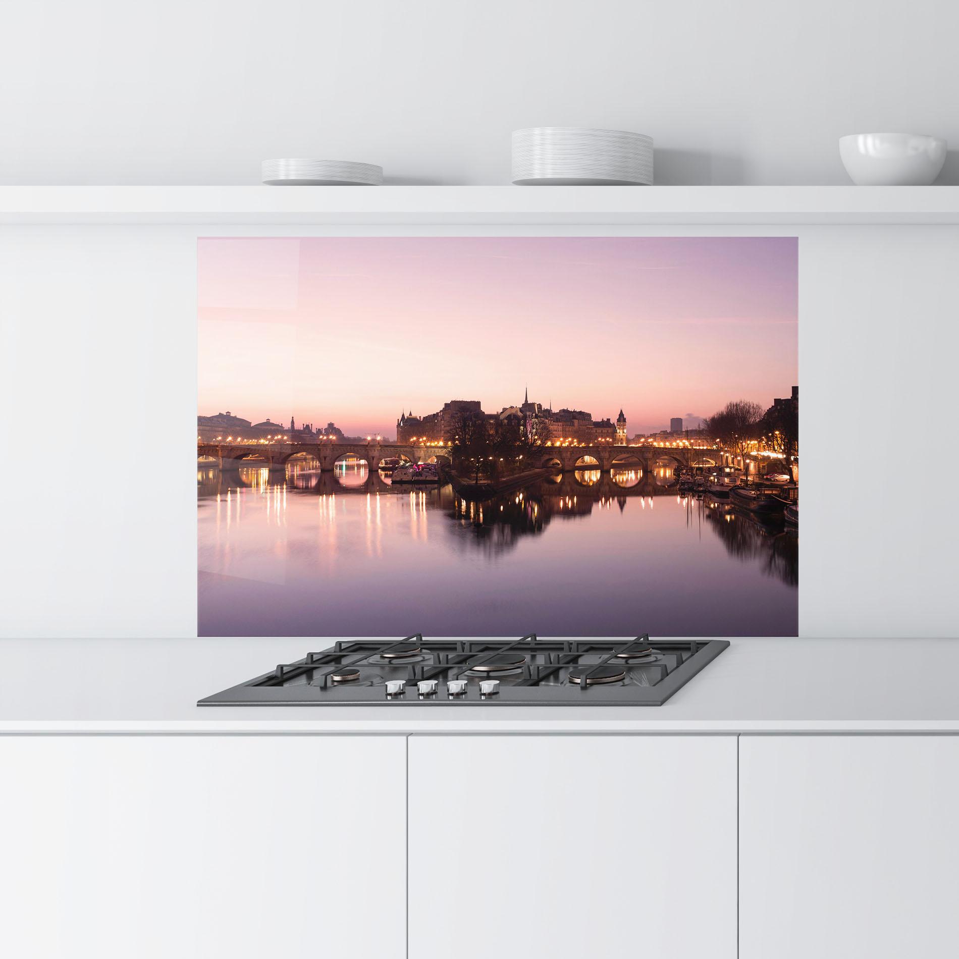 Küchenrückwand Glas Seine River mockup 9