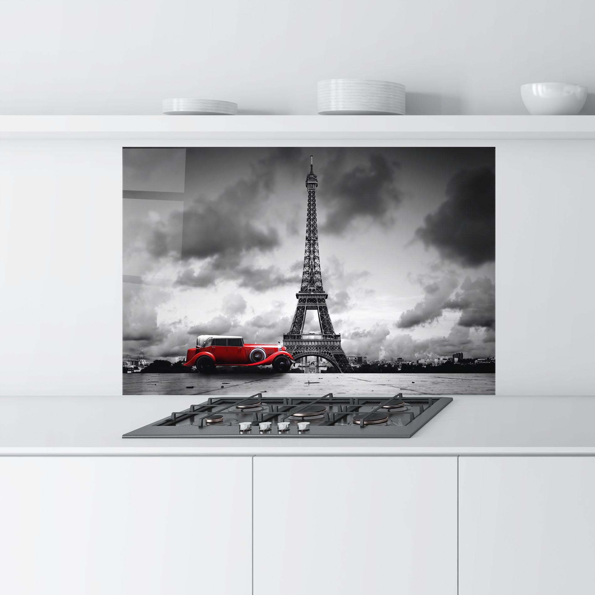 Küchenrückwand Glas Vintage Paris mockup 9