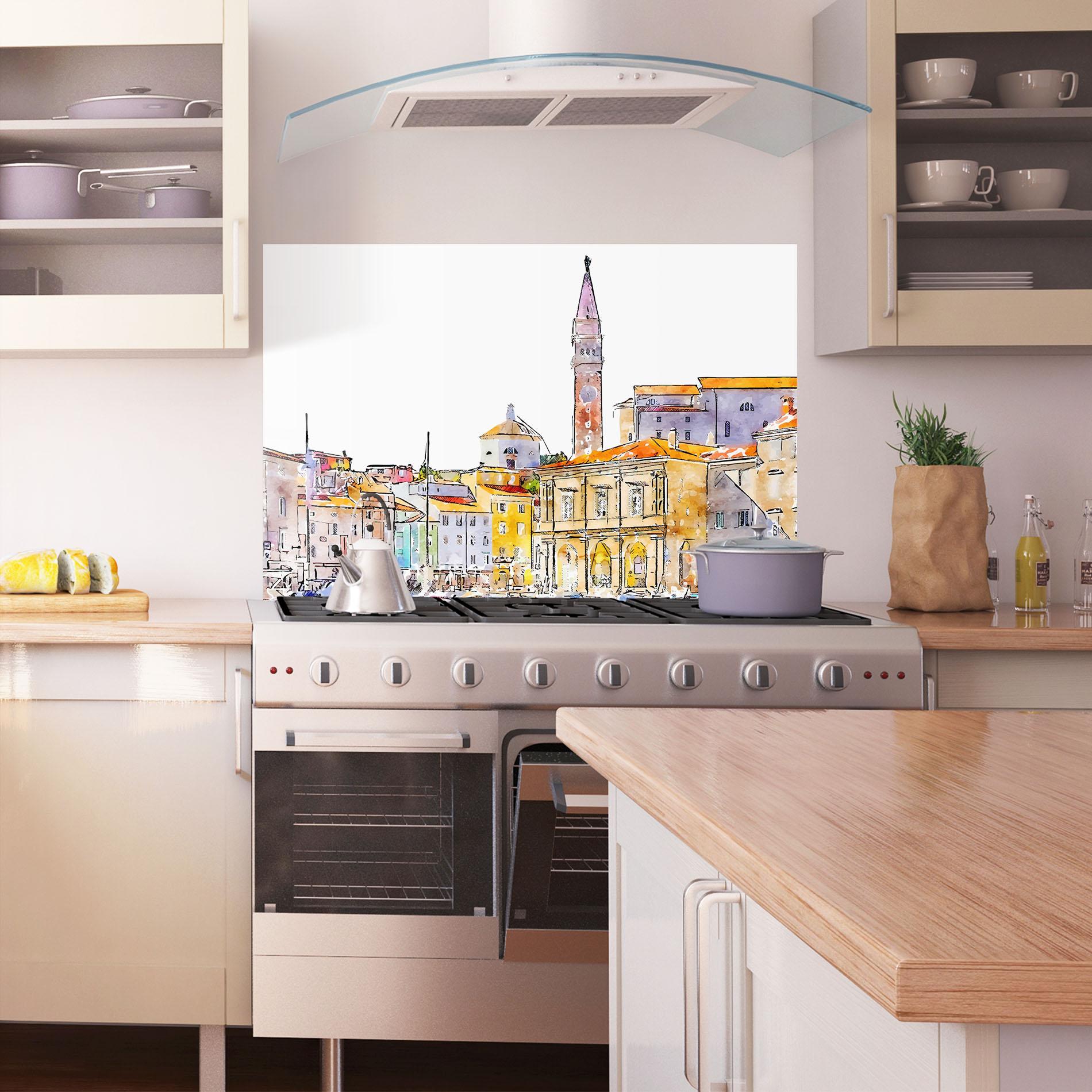 Küchenrückwand Glas Piran Slovenia mockup 1