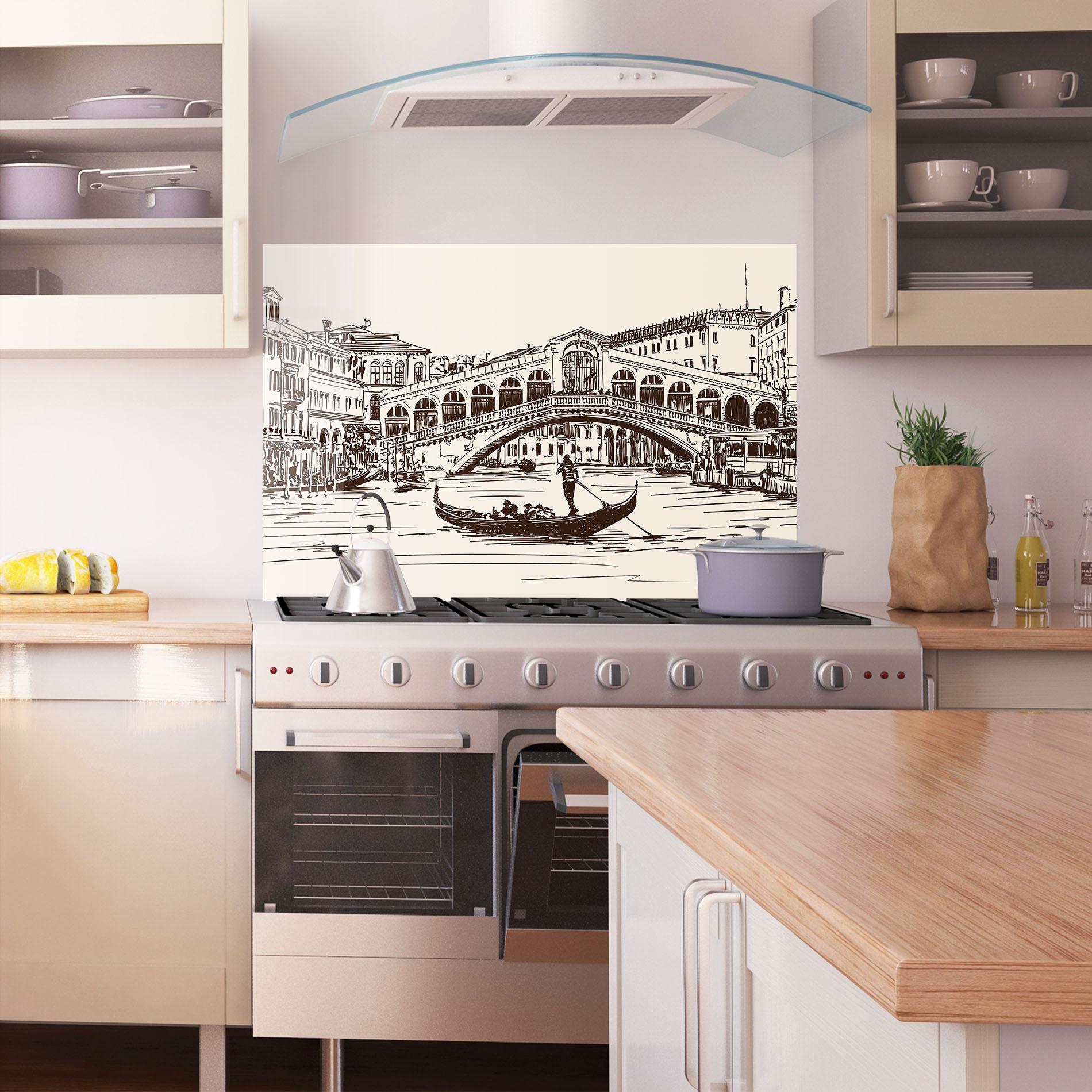 Küchenrückwand Glas Rialto Bridge mockup 1