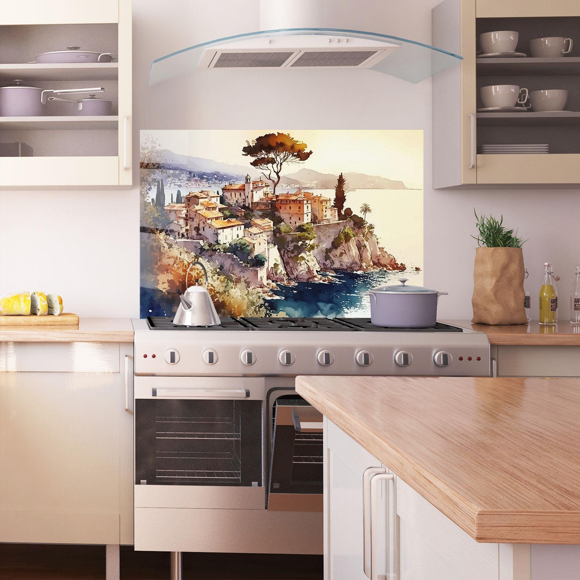 Küchenrückwand Glas Stunning View Painting mockup 1