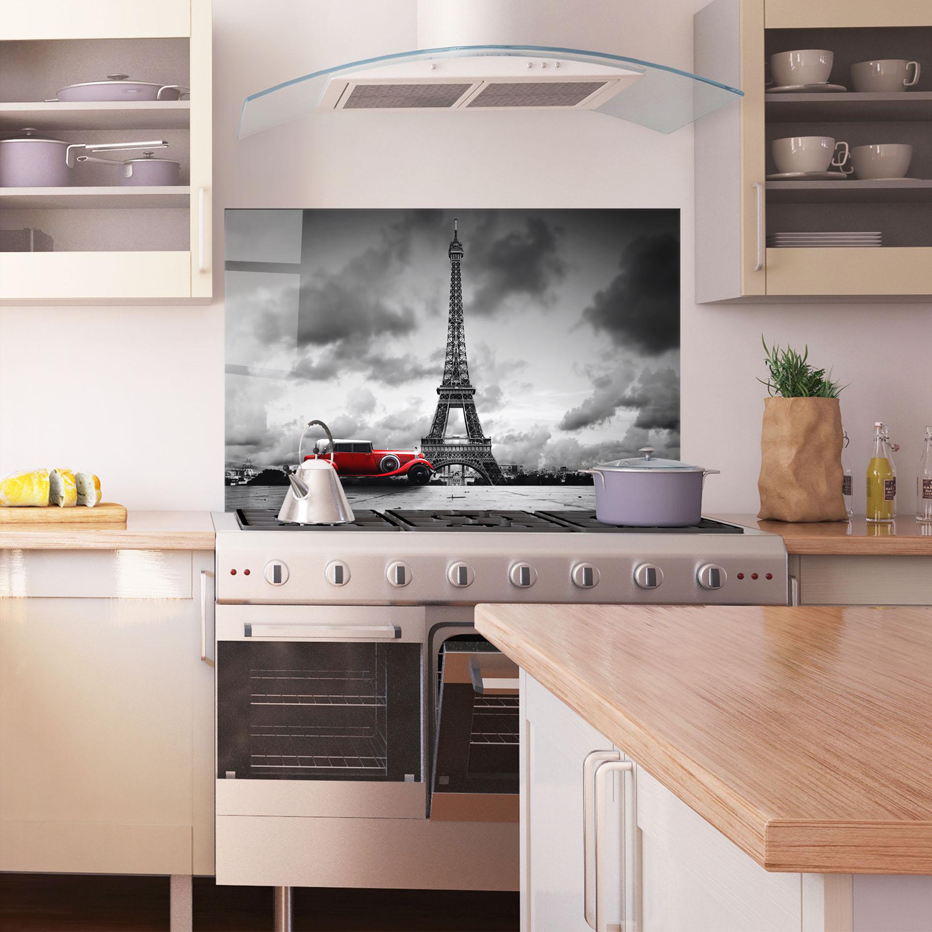 Küchenrückwand Glas Vintage Paris mockup 1