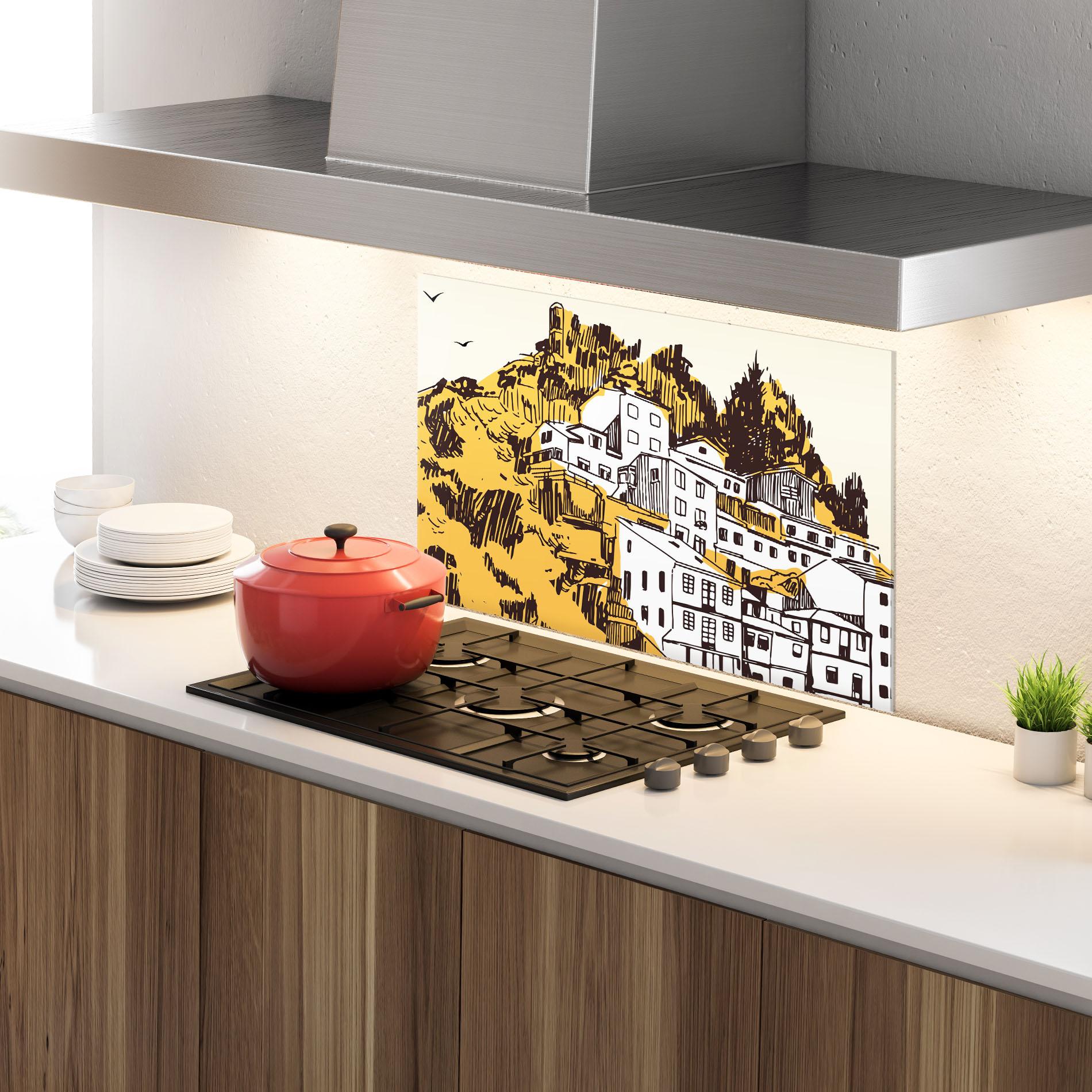 Küchenrückwand Glas Asturias City mockup 4