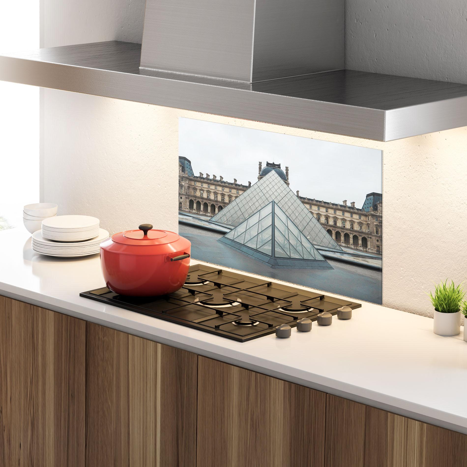 Küchenrückwand Glas Beautiful Louvre mockup 4