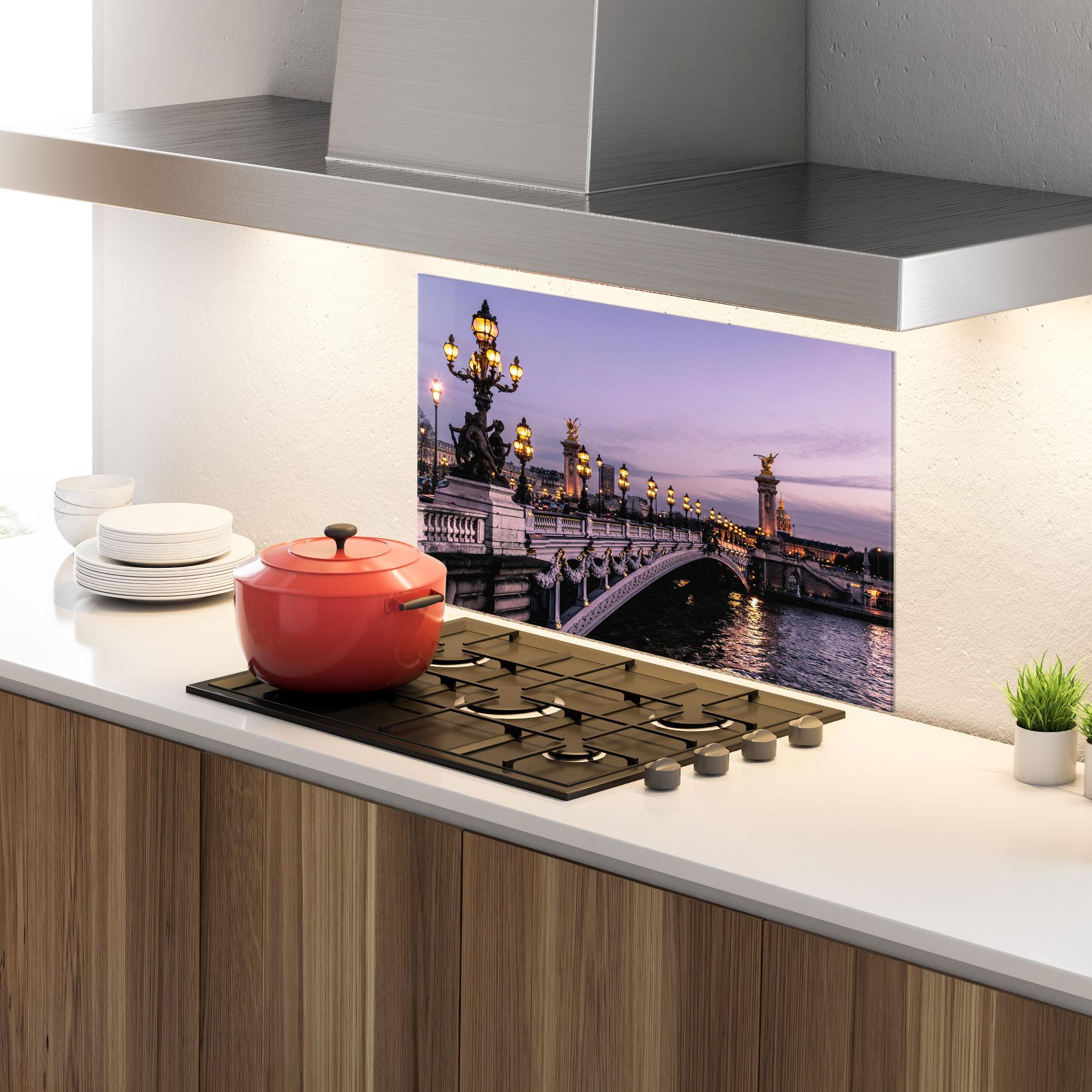 Küchenrückwand Glas Paris Bidge mockup 4