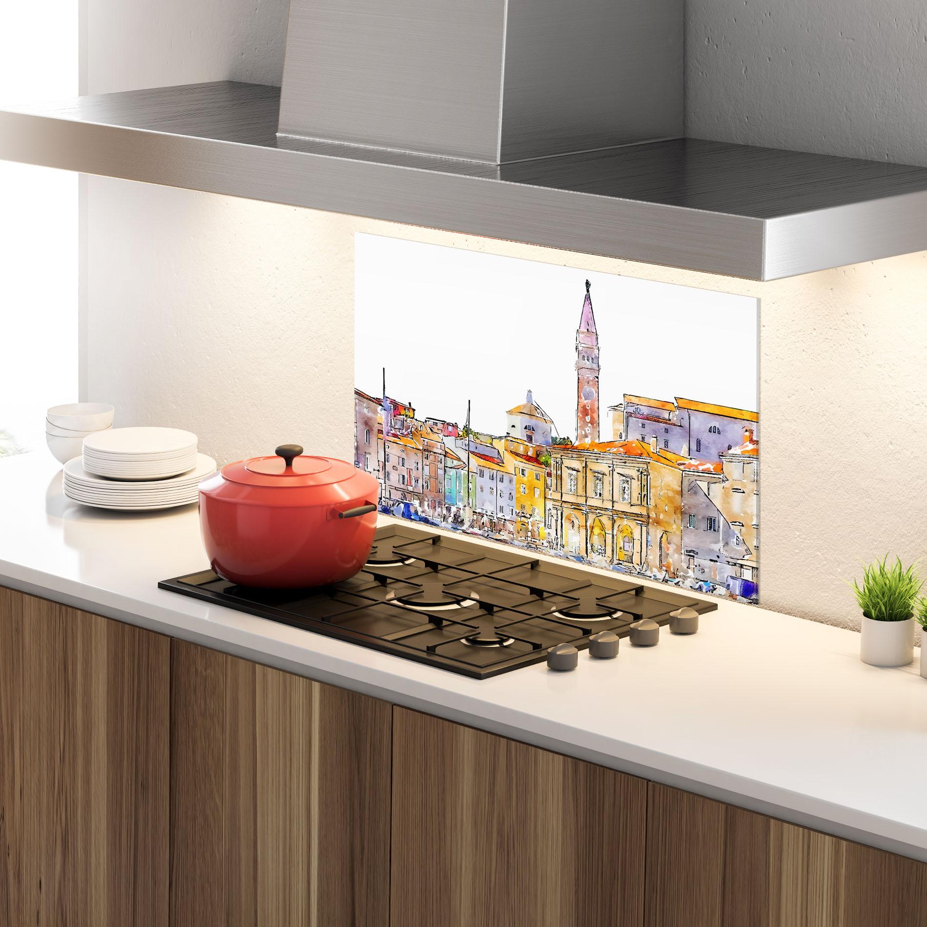 Küchenrückwand Glas Piran Slovenia mockup 4