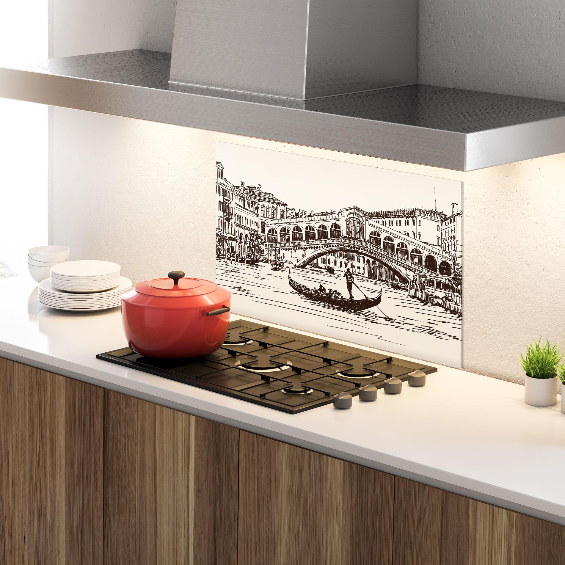 Küchenrückwand Glas Rialto Bridge mockup 4