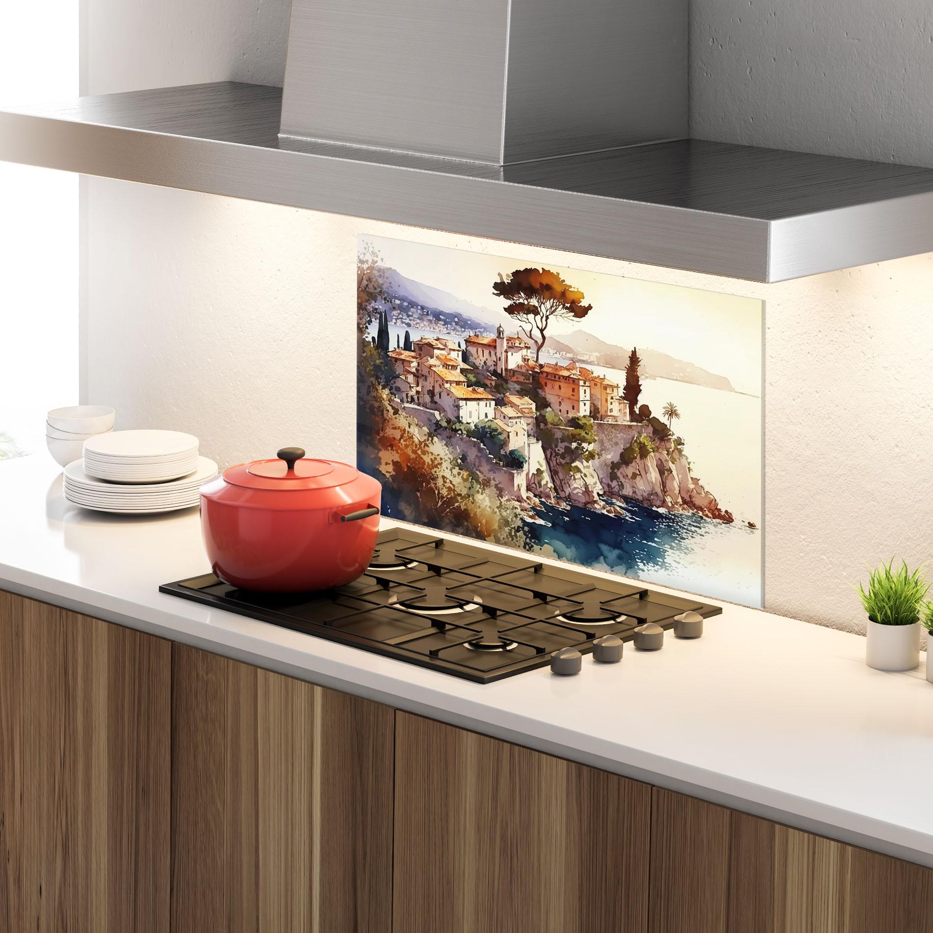 Küchenrückwand Glas Stunning View Painting mockup 4