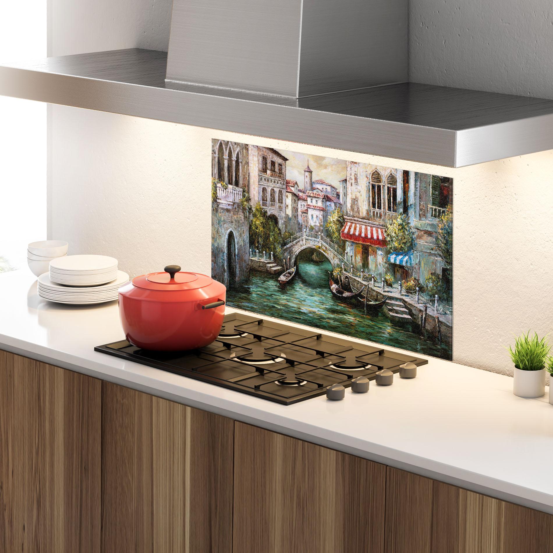 Küchenrückwand Glas Venice Colors mockup 4