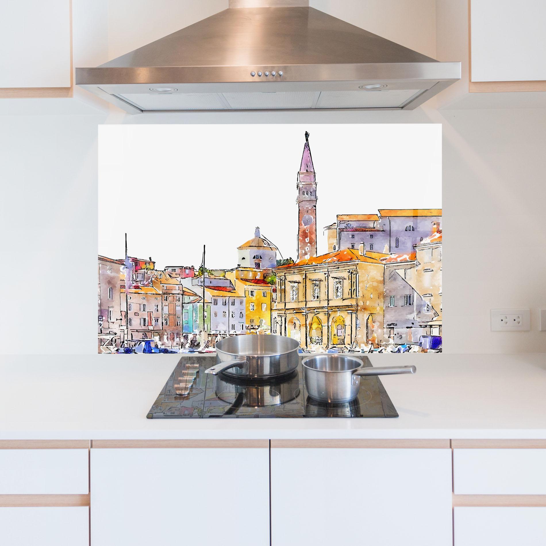 Küchenrückwand Glas Piran Slovenia mockup 5